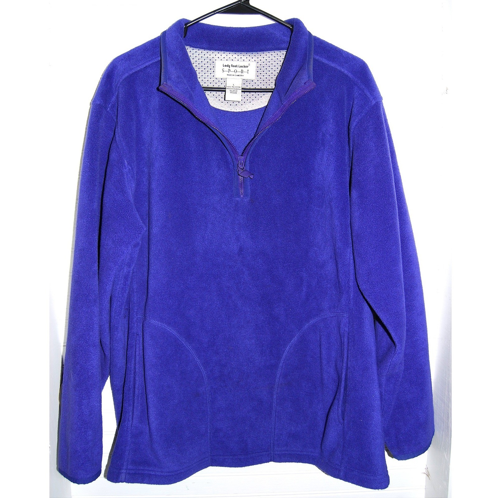 Women&rsquo;s Vintage Quarter Zip Sweater Size Large 80s Lady Foot Locker Sport Purple