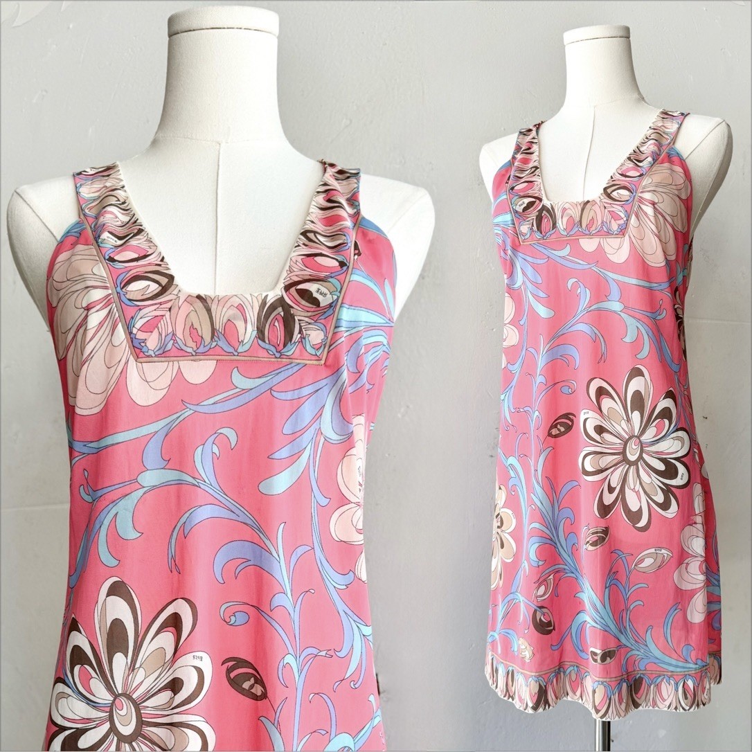 VTG 1960’s Emilio Pucci For Formfit Rogers Slip Or Mini Dress, Iconic Print, Mod
