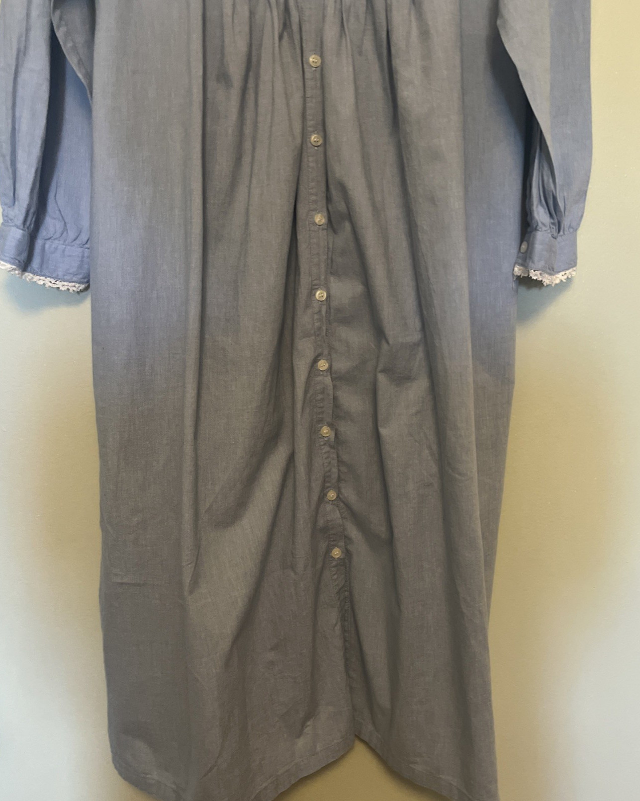 Vintage Chance Encounters Chambray Gown Robe Set M Lingerie Nightgown Pintuck