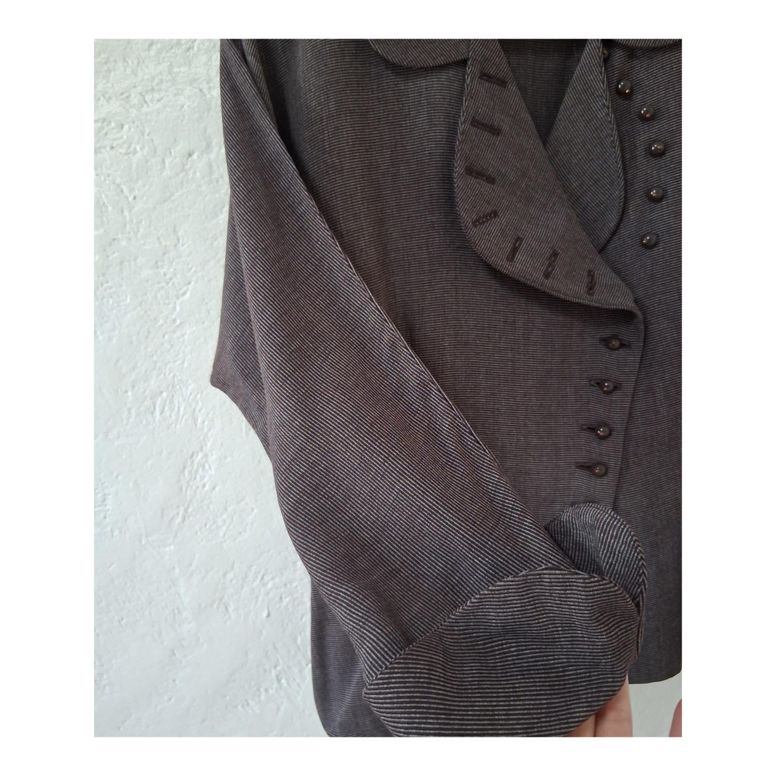 Vtg 1940s Gabardine Blazer Jacket Dolman Sleeve Nipped Hourglass Wasp Waist M