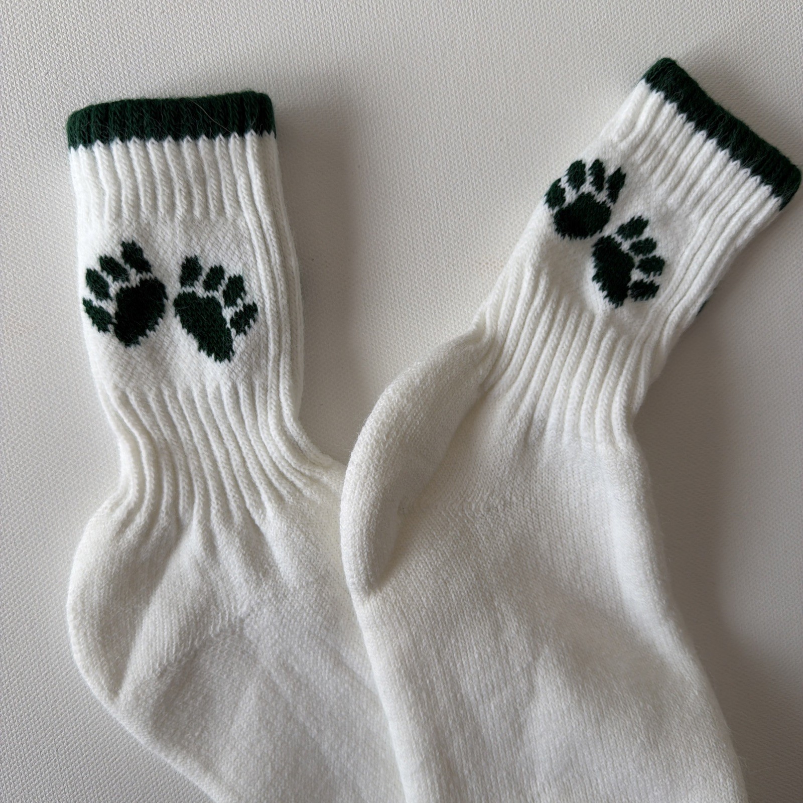 VTG Socks Cheerleading NOS Acrylic Nylon 8.5-11 White Green 90s USA TCK