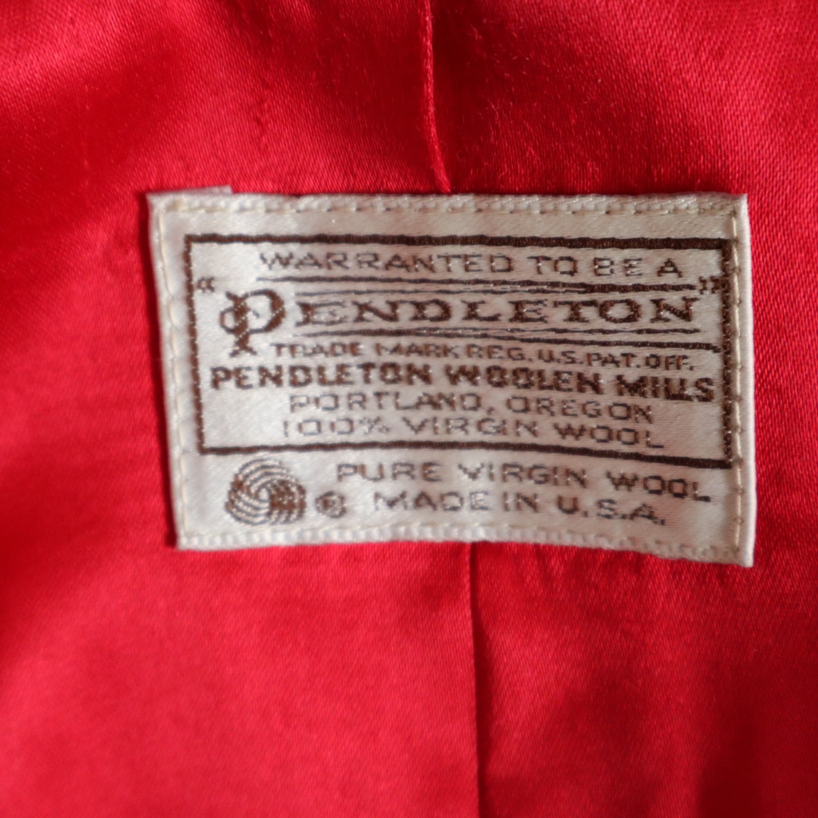 Vtg 1950s Virgin Wool Pendleton Mid Length Coat Red w Black Collar Sz Lg? USA!