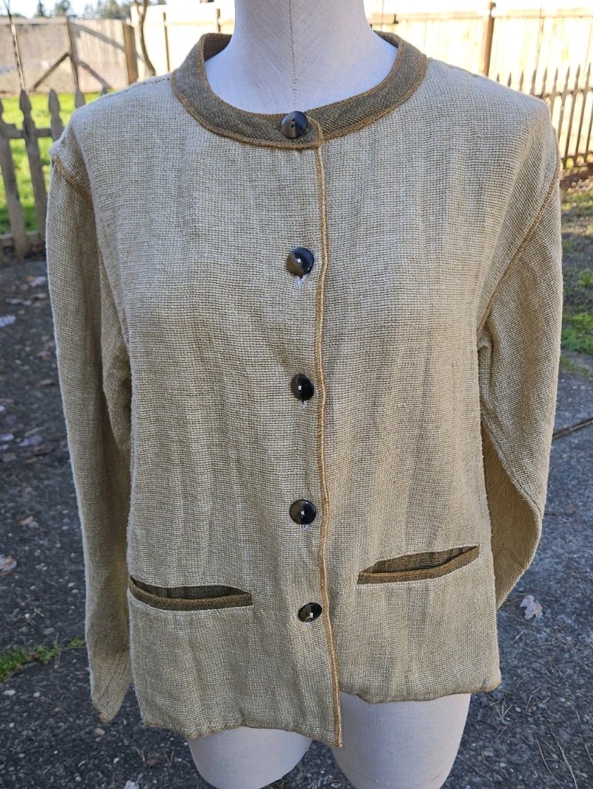 Tribe Vintage Jacket 100% Hand Woven Made In Nepal Size M Classic Style