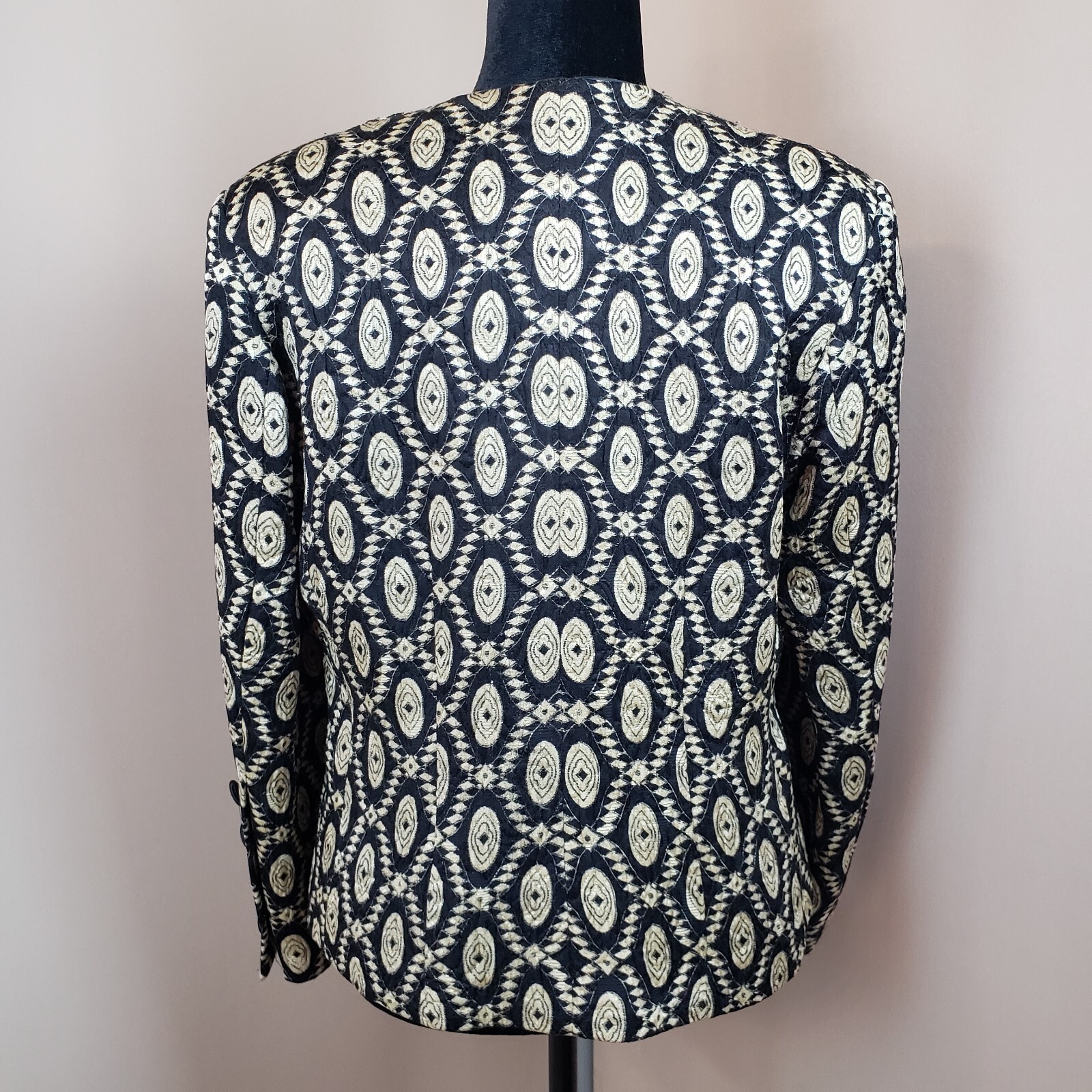 Vintage Escada Jacket 10/12 Wool Silk Blend Ethnic Print Artsy World Traveler