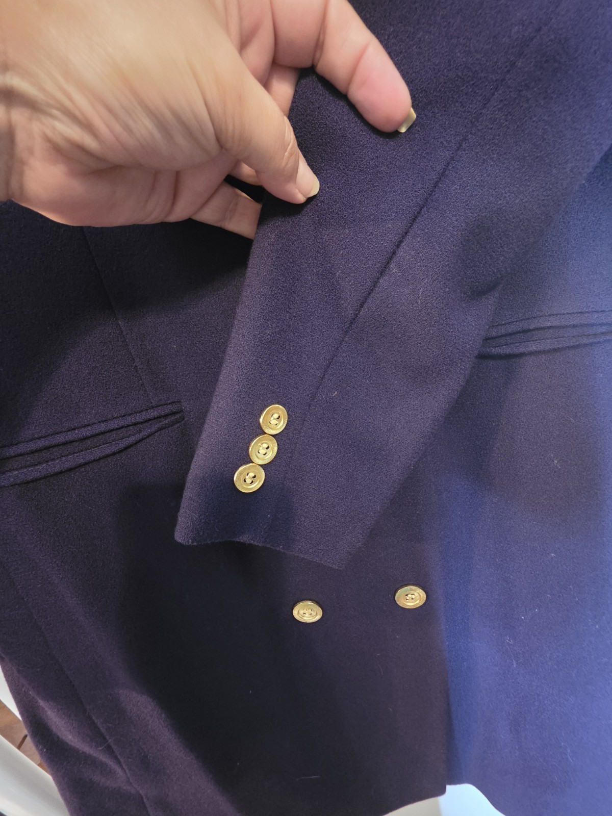 VTG Giorgio Sant Angelo Wool Coat Jacket Purple Double Breasted Gold Button 8