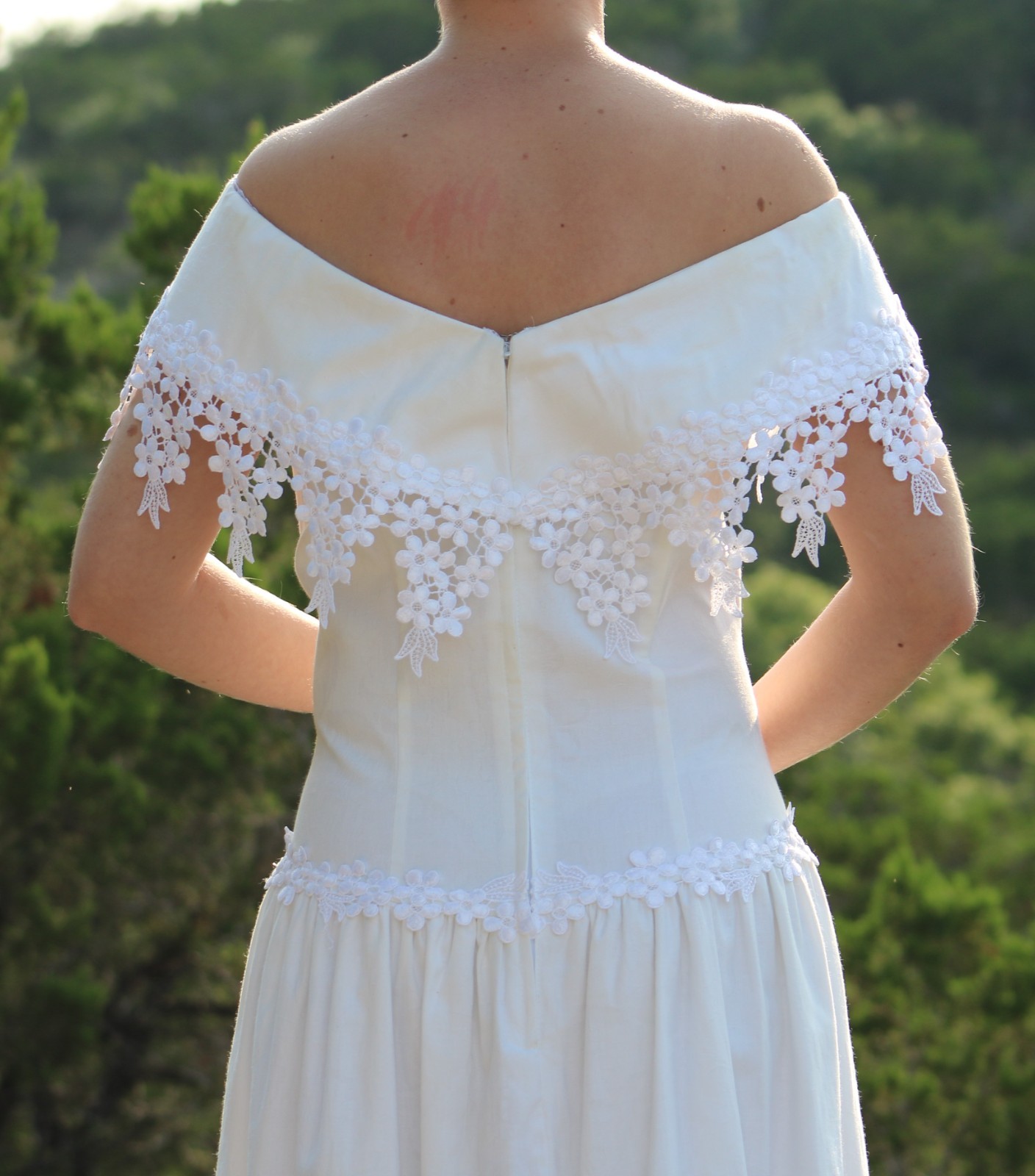 Vintage Cachet Dress 13/14 Bari Protas 1980s White w/Lace Victorian Wedding Tea