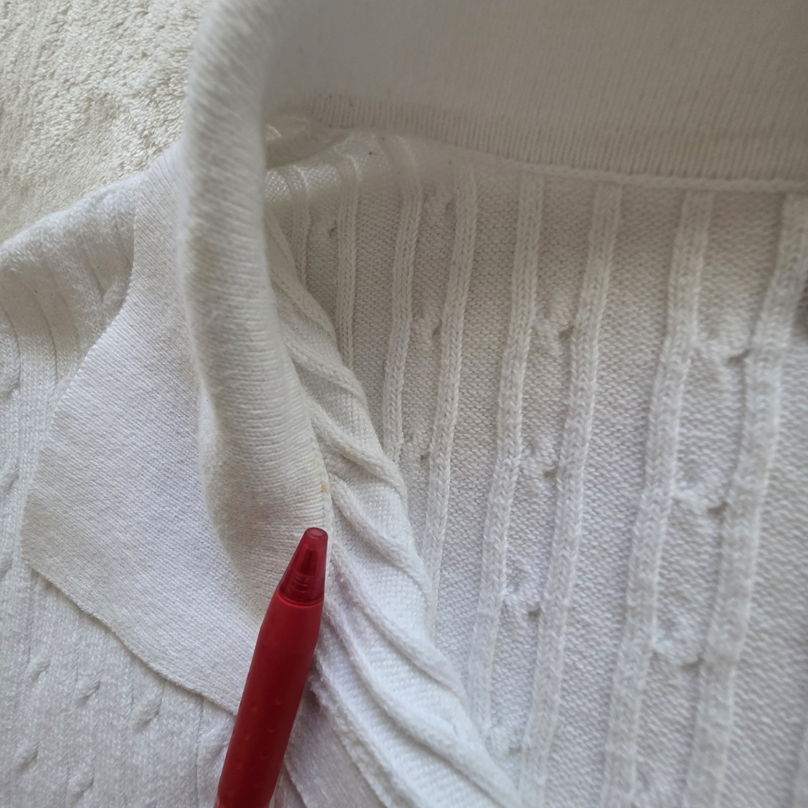 VTG White Stag Cable Knit Polo Sweater XL White 90s Streetwear Unisex Mens M L