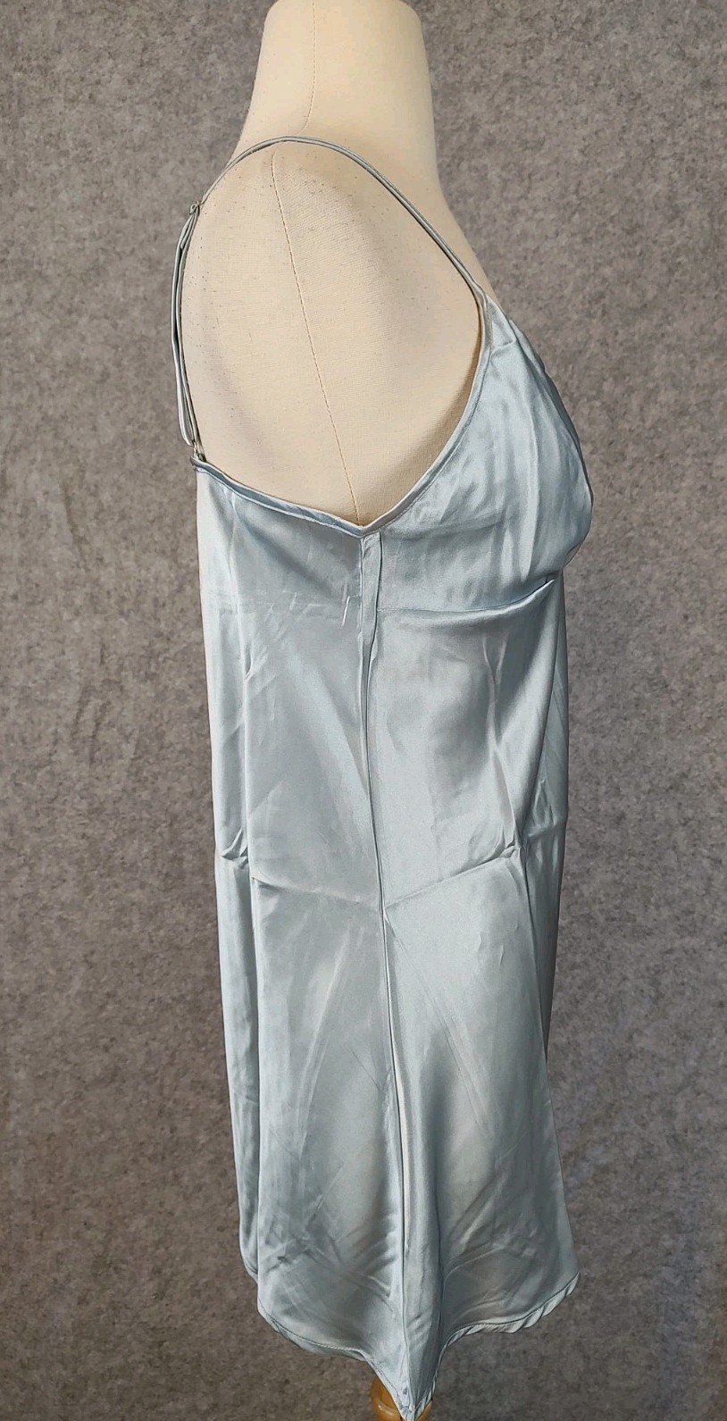 90s Y2K Vintage Slip Dress Size Small Powder Blue Shiny Coquette Fairy Chemise