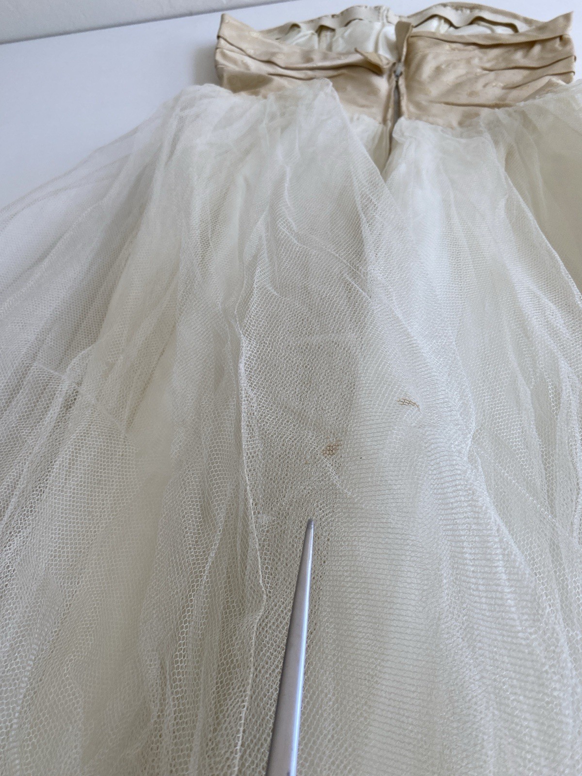 Vintage 50s S Strapless cotillion party Prom dress long Ivory Tulle