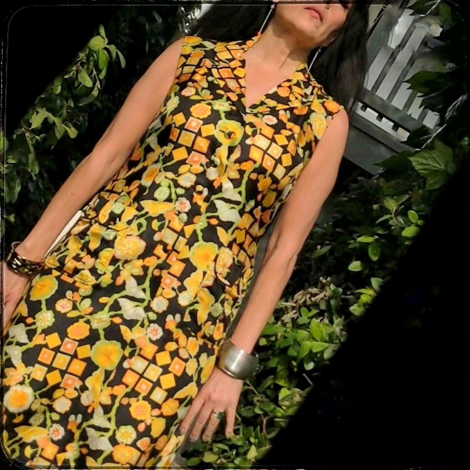 VTG 60s Jean Kolpa Made in France Abstract Button Up Mod Floral Shift Dress Sz 6