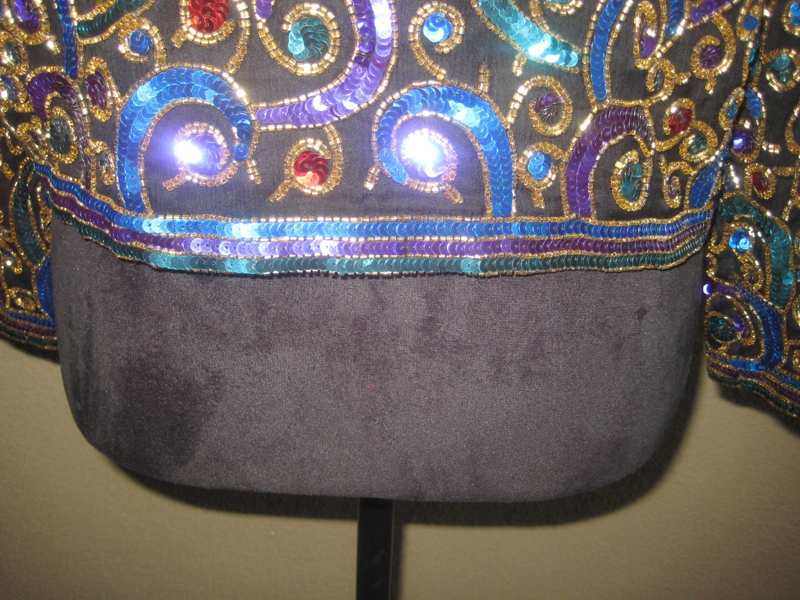 Vintage Scala black silk sequins beads multicolor cropped evening jacket S