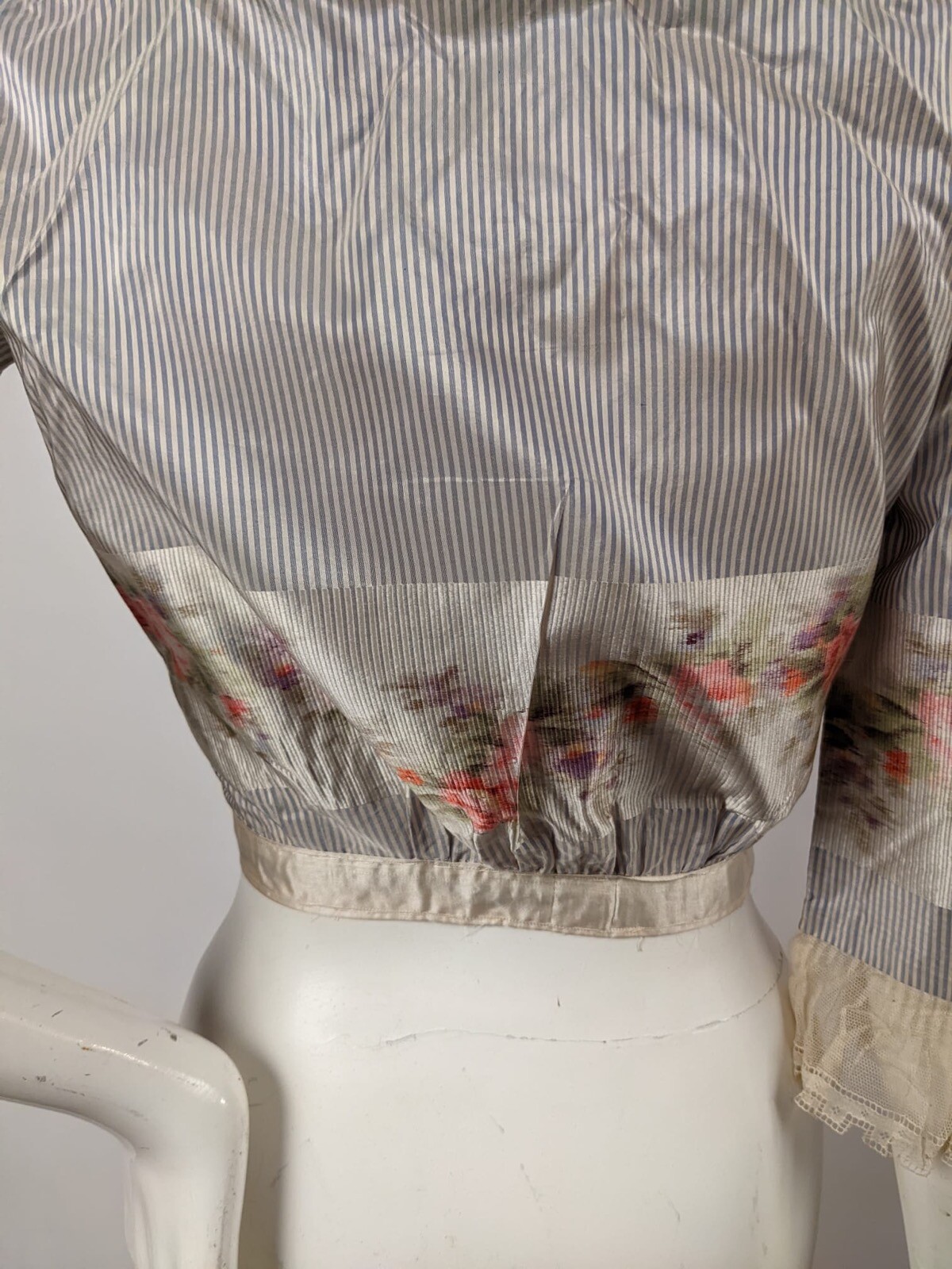 EDWARDIAN STRIPED & OMBRE SILK TAFFETA JACKET W NET SLEEVES 