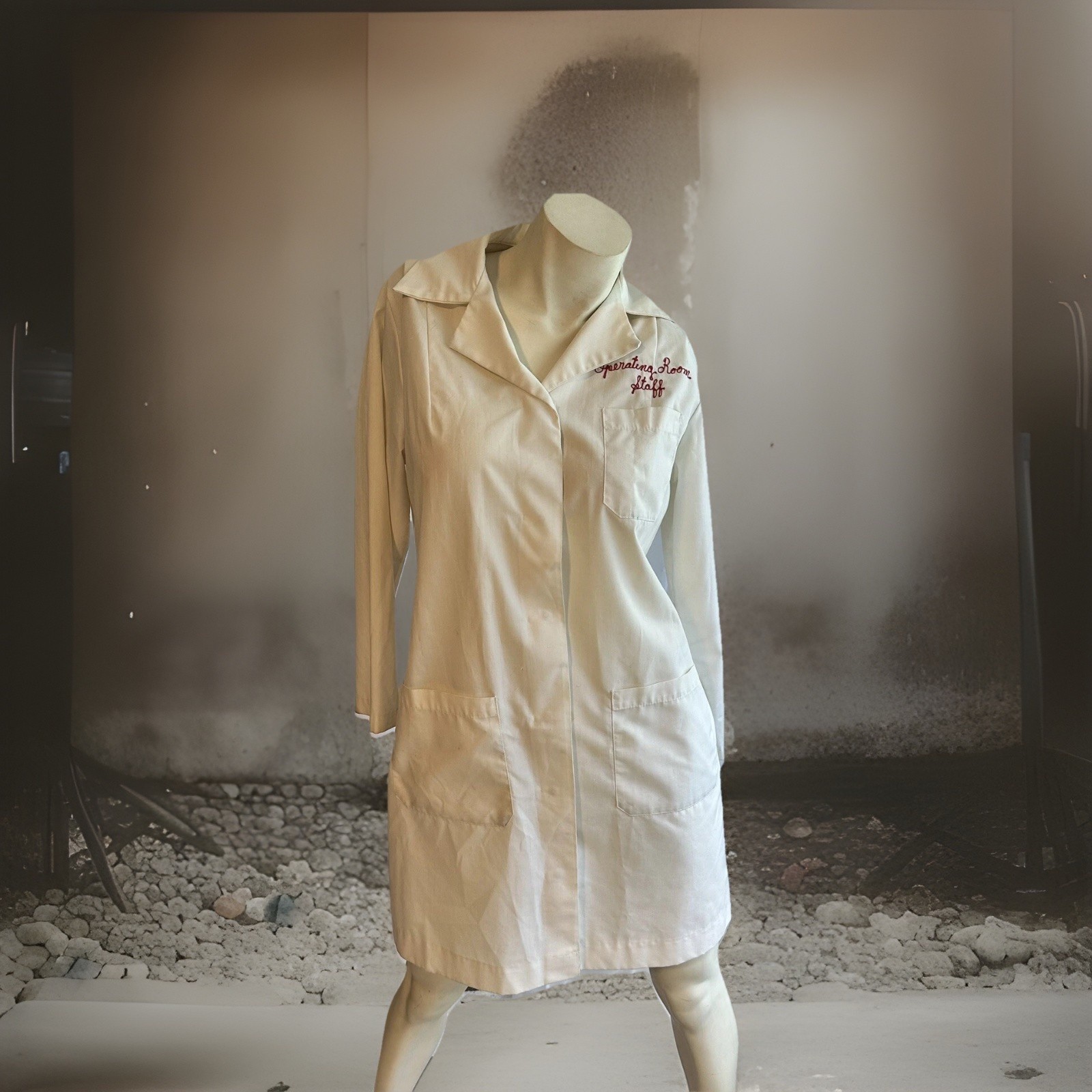 Vintage 50s 60s Women’s M White Nurse Operating Room Staff Jacket Costume Dress