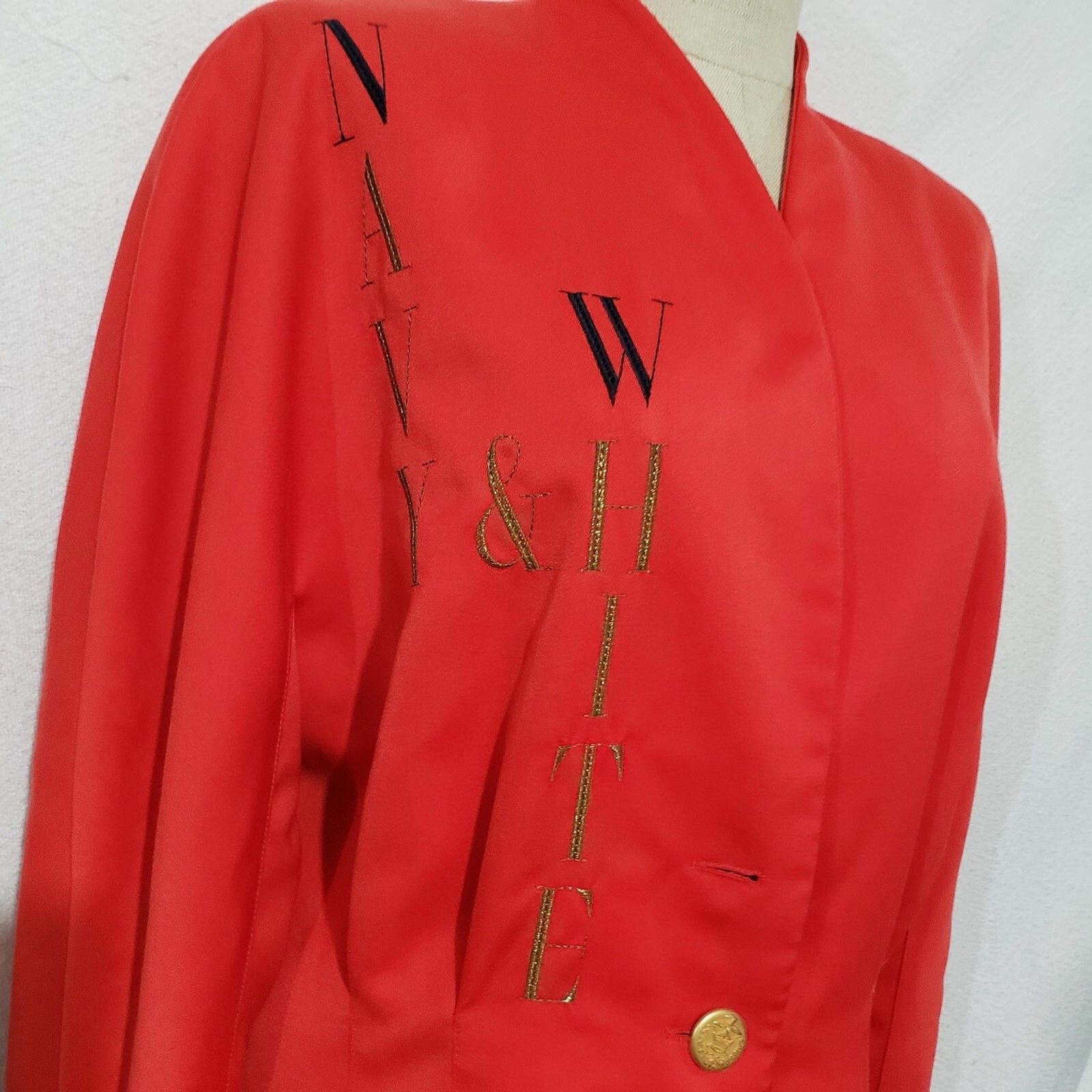Vtg Mondi Red Wool Blend Cropped Embroidered Jacket Cardigan Germany 44/US L/XL