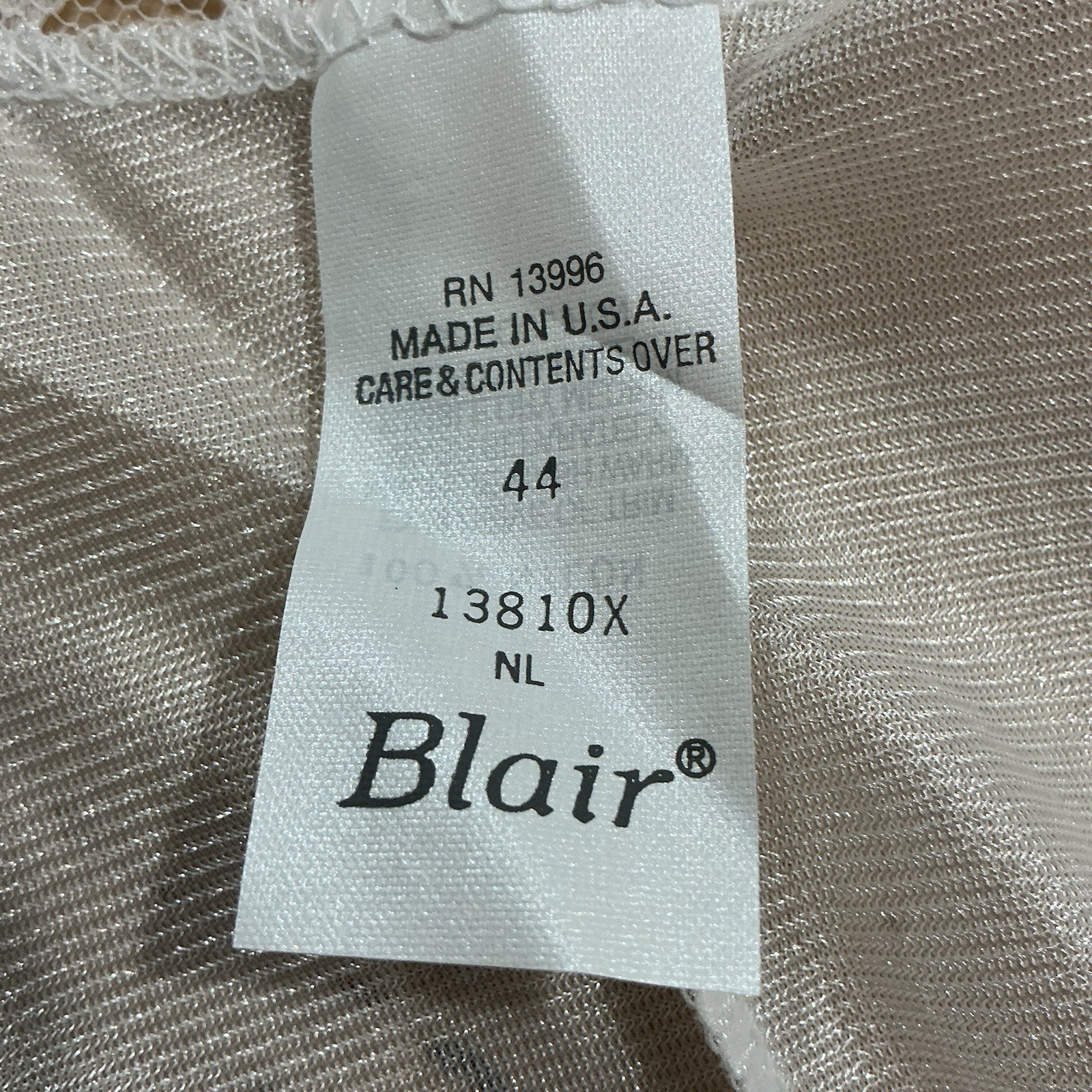 Vintage White Nylon Full Slip Lace Bodice Size 44 Made In USA