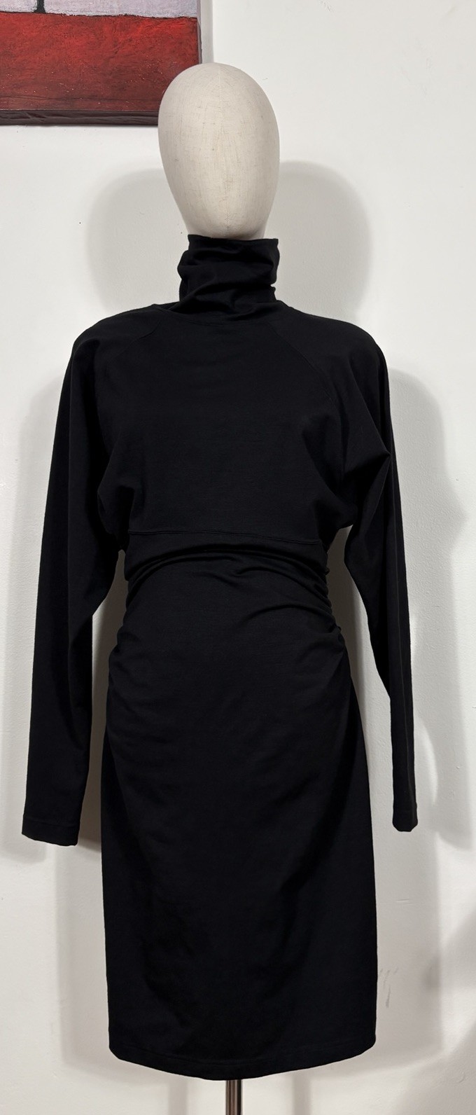 Vtg EMANUEL UNGARO Turtleneck Long Sleeve Black Dress Bodycon Women&rsquo;s Medium