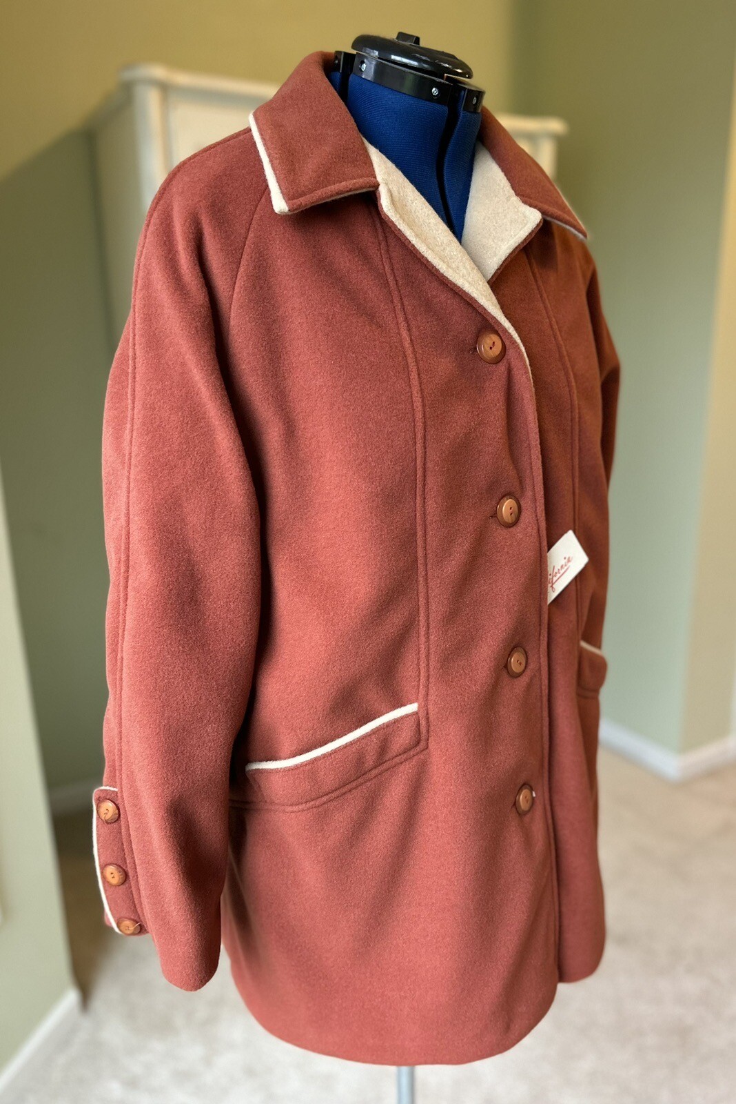 NOS VTG 1980s Orange Fleece Shell Lined Coat Sz 20.5 Cute + Cozy California