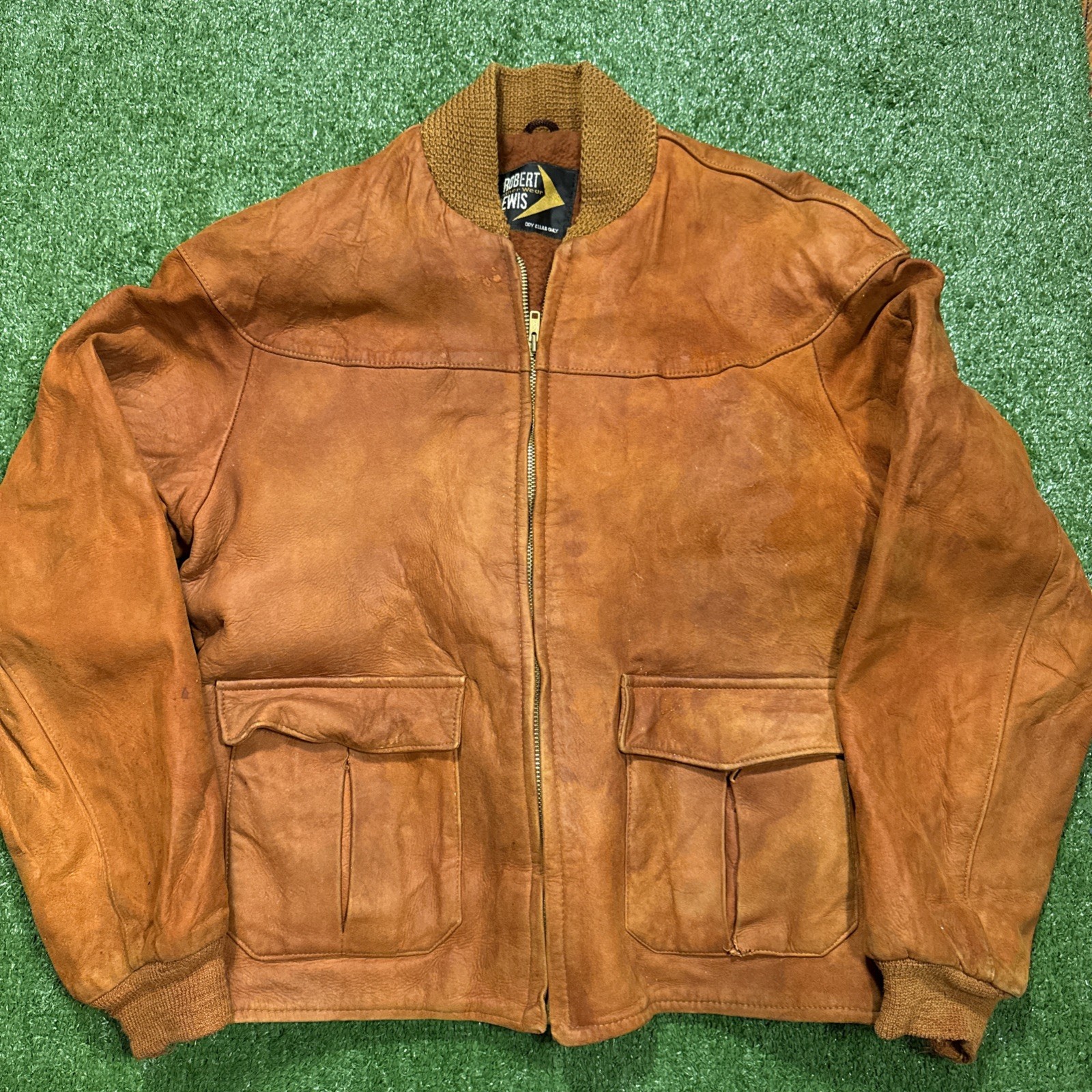 1950’s Robert Lewis Orange/Brown Cropped Suede Cropped Bomber Jacket Size 38