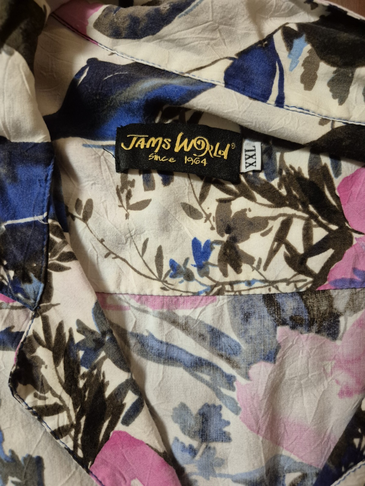 Jams World Womens Abstract Floral Button Front Aloha Hawaiian Shirt XXL