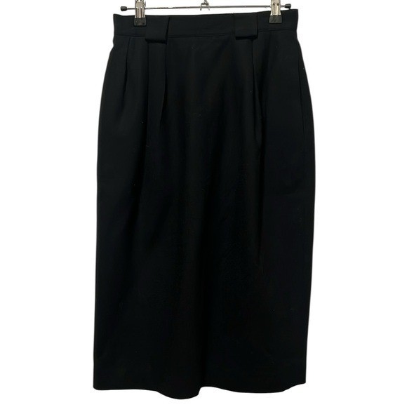Paul Stanley Vintage Black Wool Skirt Pleated Waist Pockets Lined Goth Grunge 4