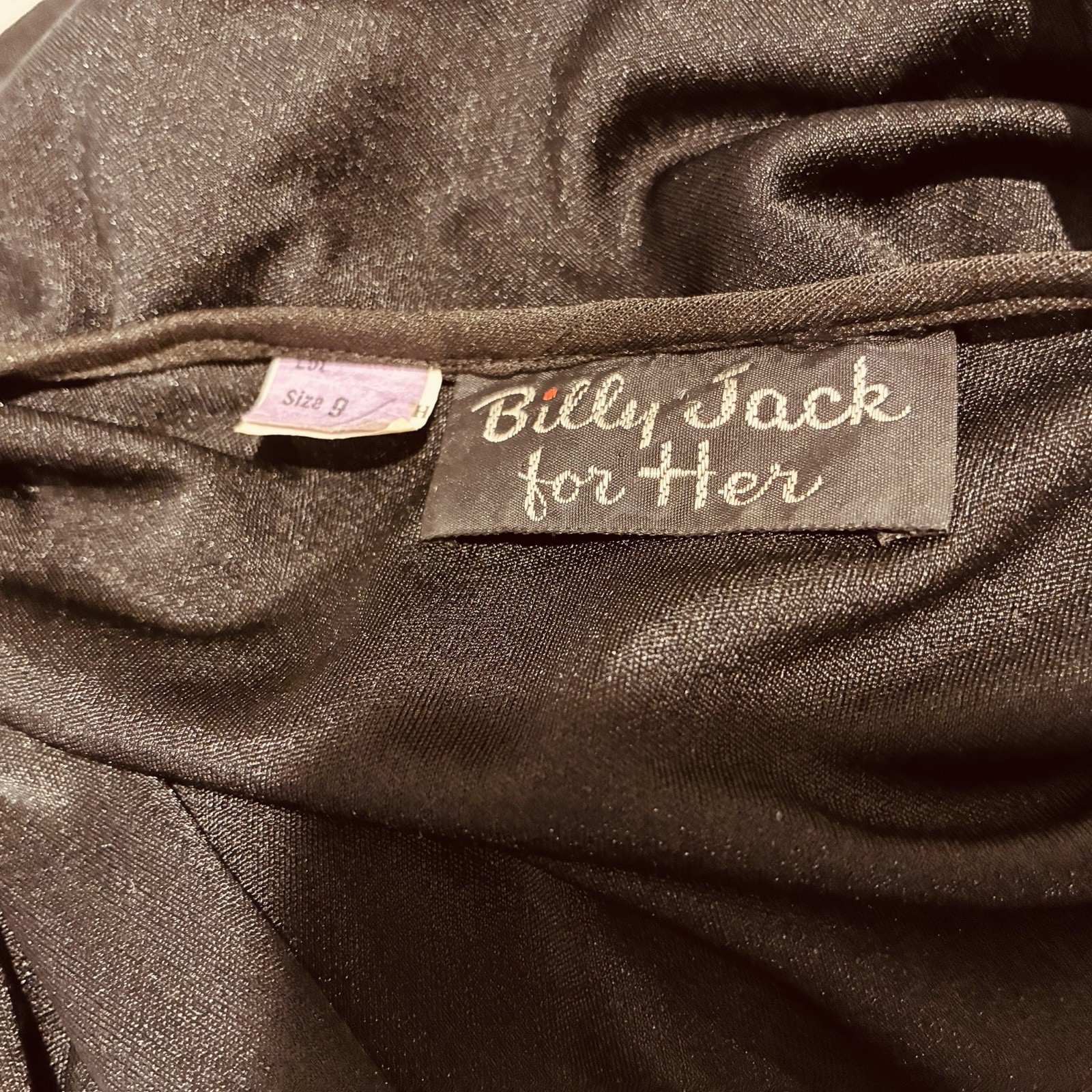 Vtg Billy Jack For Her Black Peplum Cross Wrap Dress 9 10