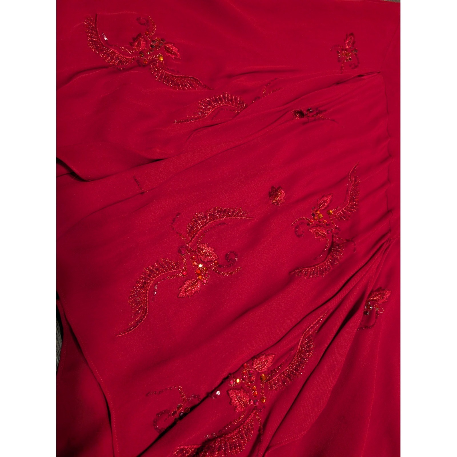 I.C.E. Vintage Rare Red 100% Silk Beaded 2 Piece Skirt Set Fairycore M