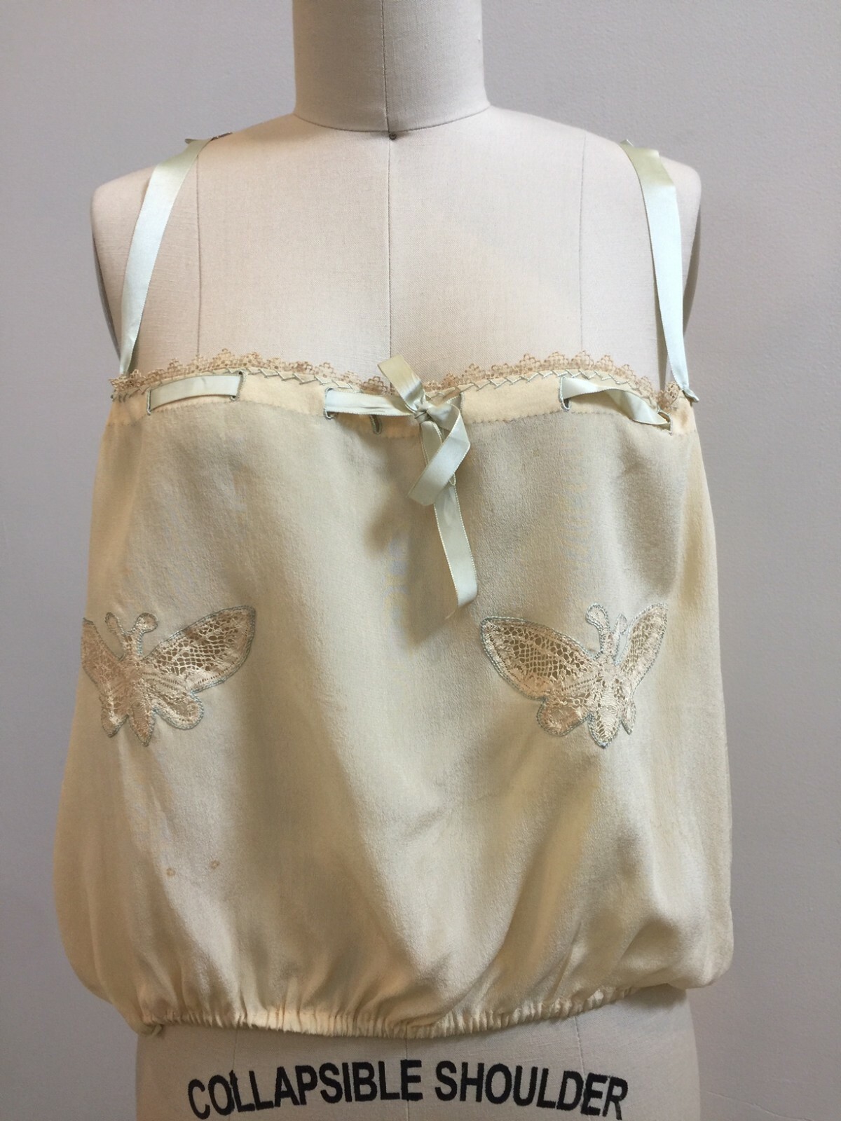 Vintage BOHO embroidered SILK LACE Chloe -like camisole tank butterfly AS-IS