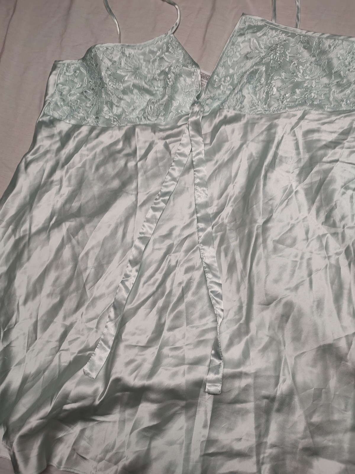 Secret Treasures Mint Green Silky Sheer Lace Nylon Nightie Nightgown Womens 2XL