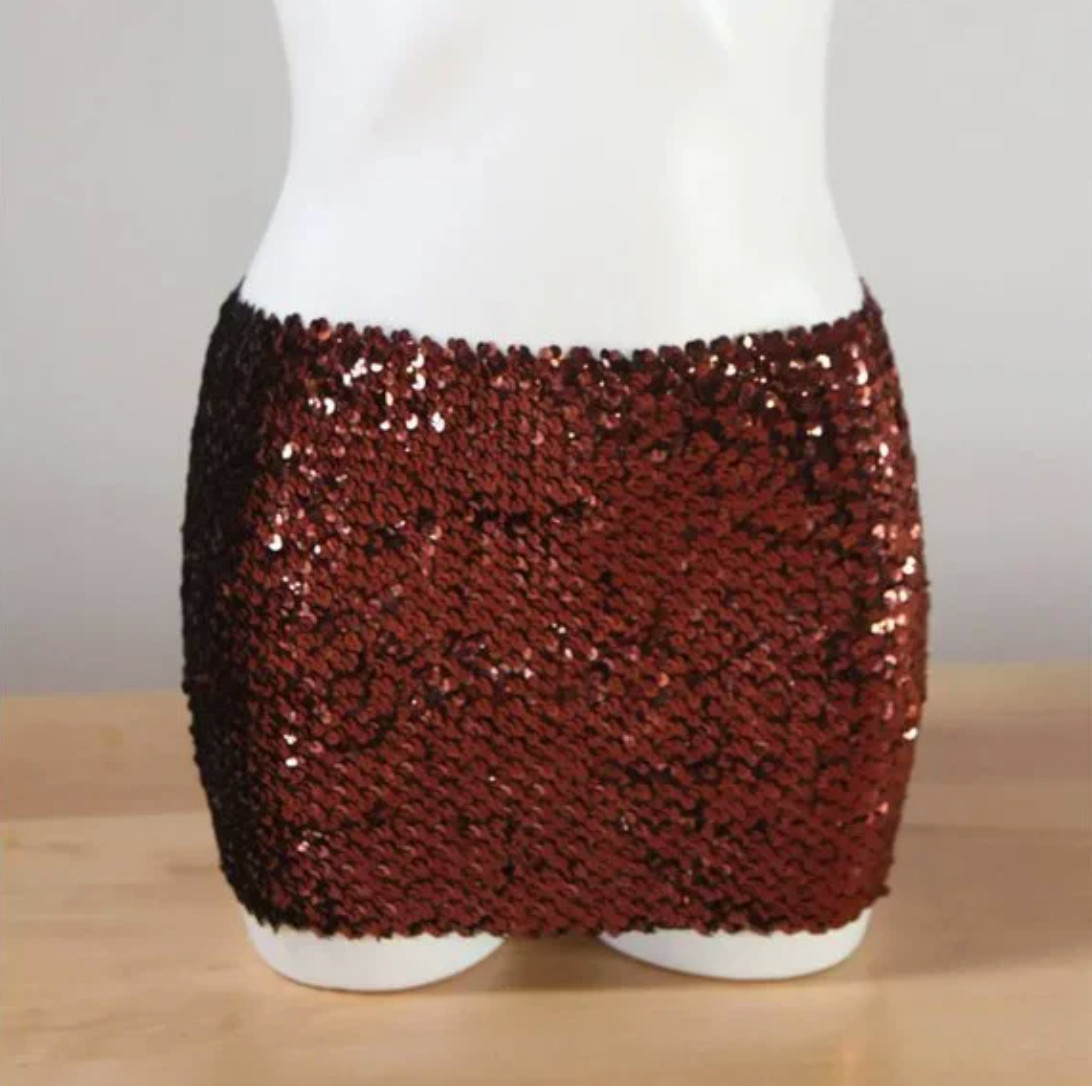 Vintage 1980&rsquo;s Copper Brown Disco Sequin Tube Top Crop Top Small