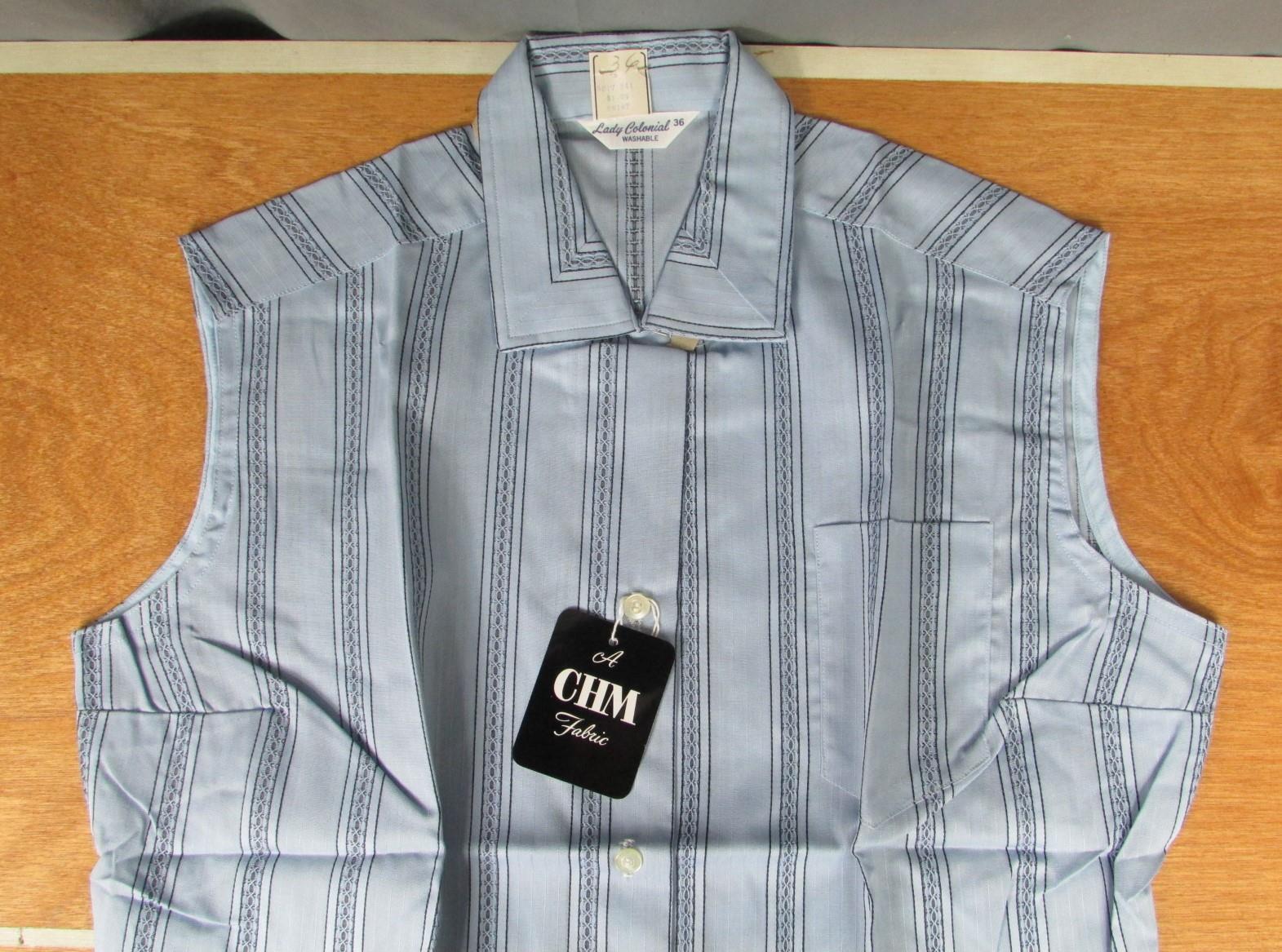 Vintage 1960s Lady Colonial NOS Top Loop Blouse Top Sleeveless Shirt CHM Fabric