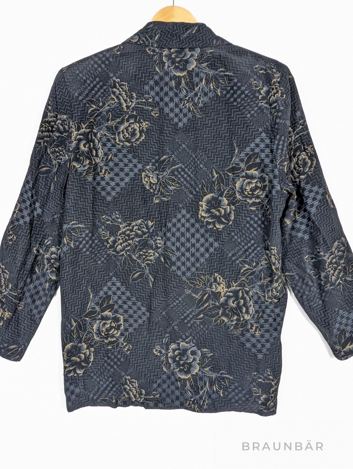 Vtg 80s Melissa Lawrence Blazer M Made USA Acetate Jacquard Floral Shoulder Pads