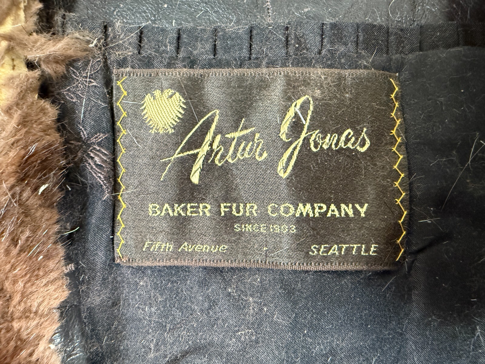 Vintage Arter Jonas BAKER FUR COM Genuine Mink Stole Dark Brown Fur Satin Lined