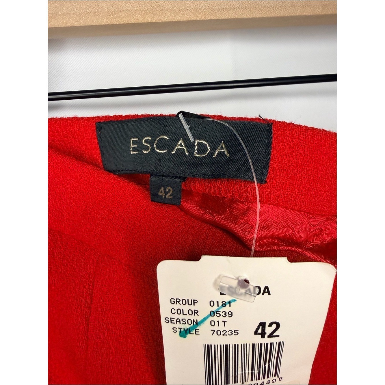NWT Vintage Escada Pure Wool Red Pencil Skirt Luxury Old Money | Size 42 / US 12