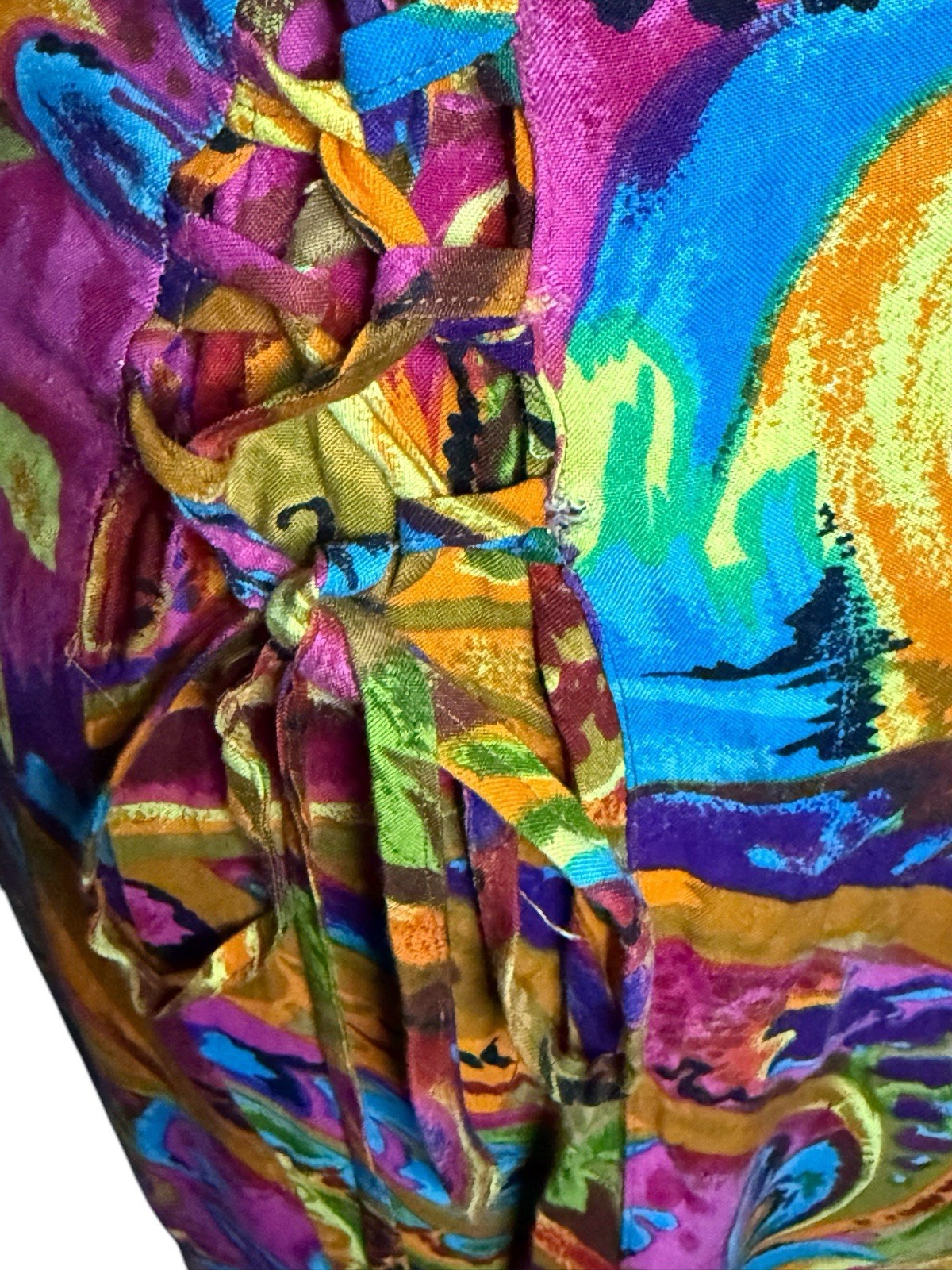 VTG Diana Retro abstract Whimsigoth ART TO WEAR tie side Bohemian Dress SZ 18