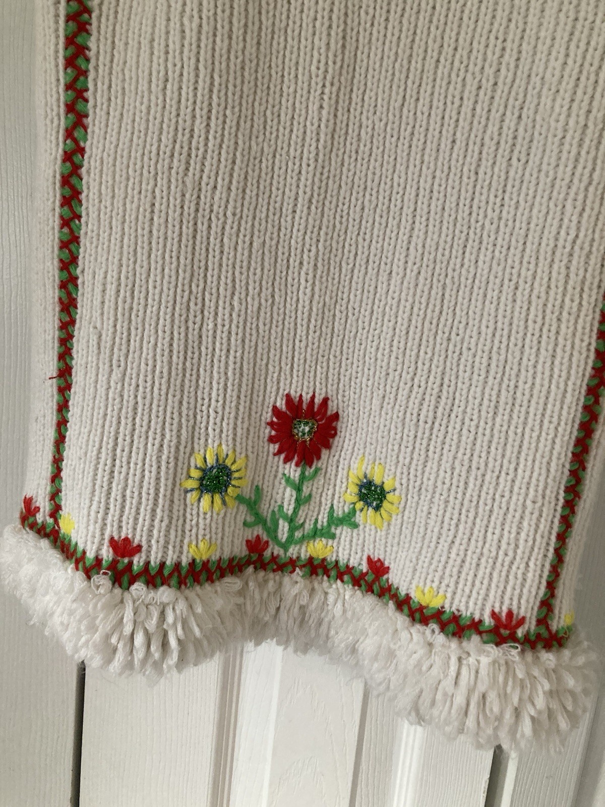 CCT Vintage 70s Groovy Open Sweater Vest Hippie Boho Flowers Small Homemade