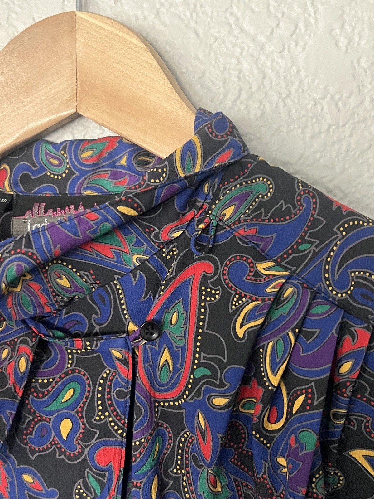 Lady Manhattan Paisley Button Down Blouse Sz 12 / M Vintage 70s Mod Art Nouveau