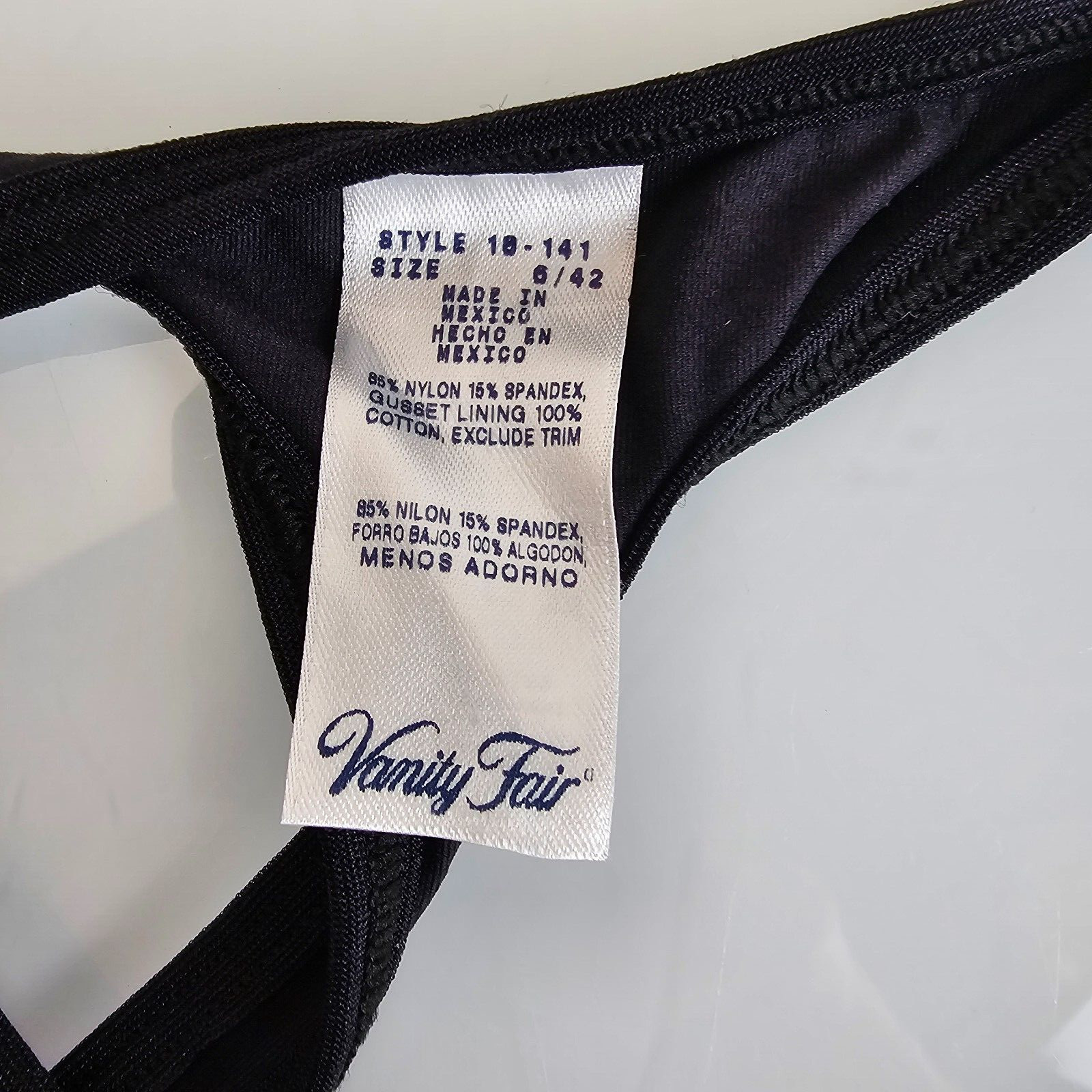 Vintage Vanity Fair My Favorite Pants Super Soft Thong Panties Black 6 M 18141