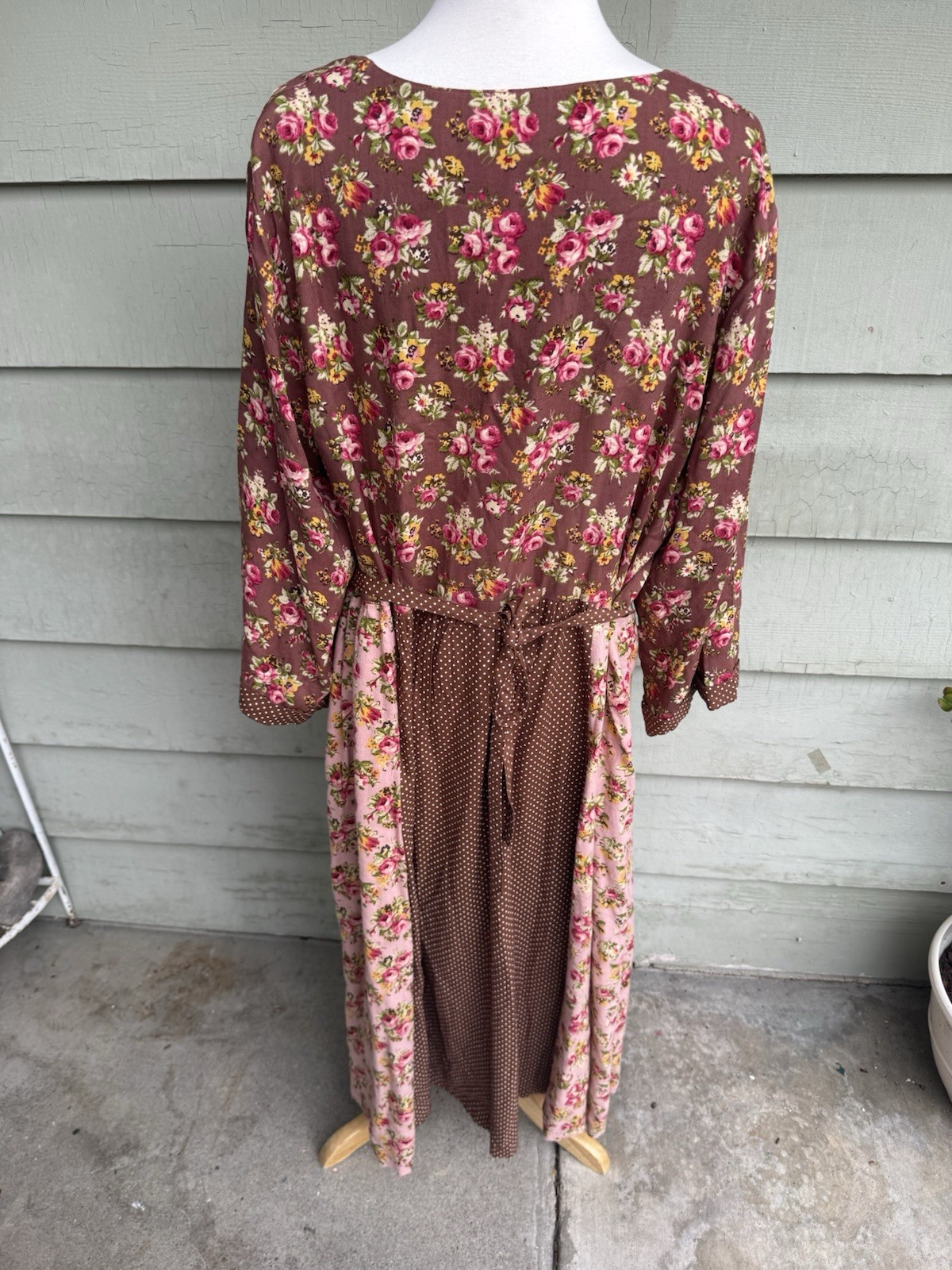 Vtg 90’s April Cornell Patchwork Cottagecore Grunge Dress Pink Brown Floral XXL