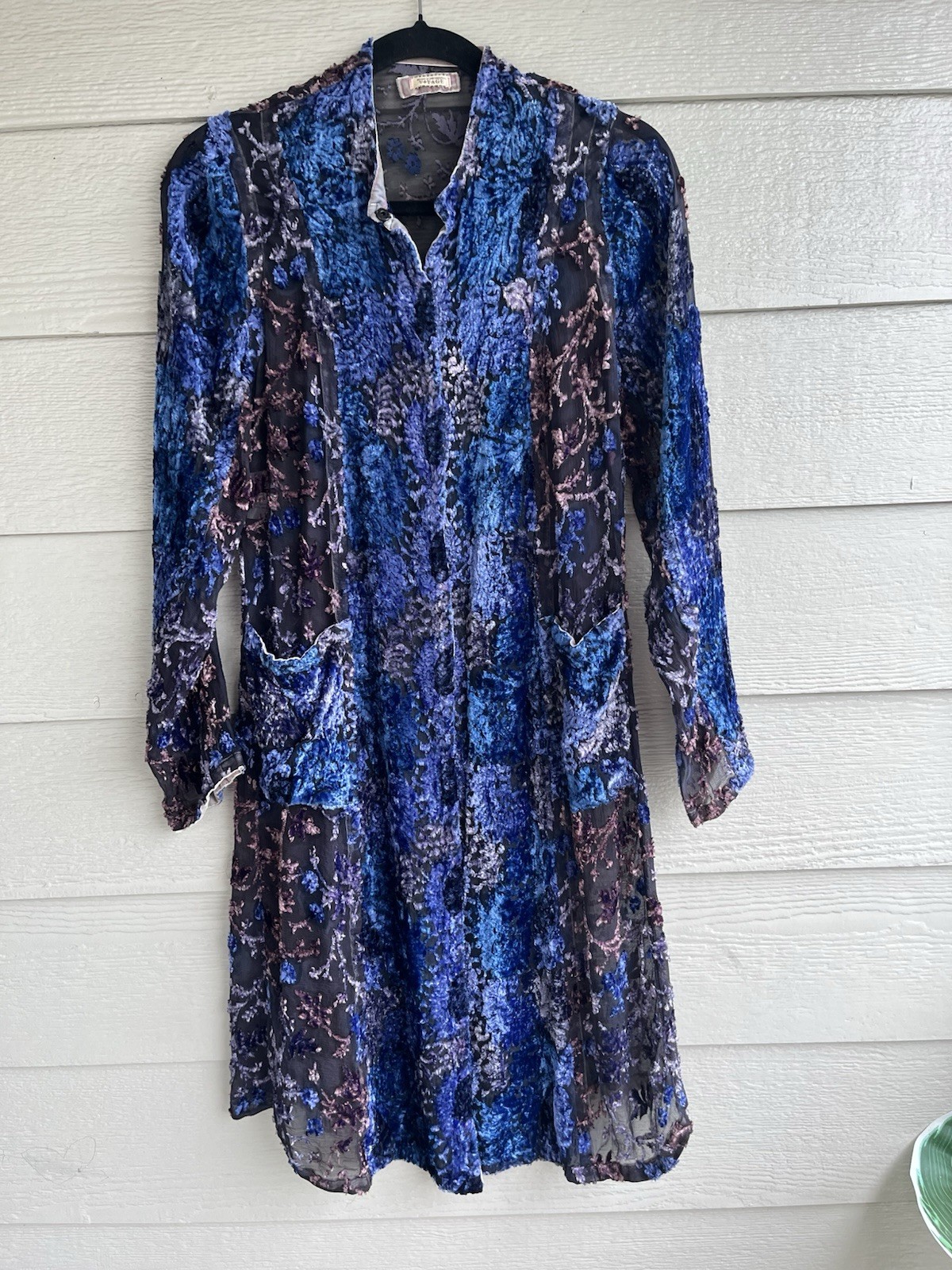 « VTG 90s VOYAGE London Invest In The Original Silk Velvet Burnout Duster Dress