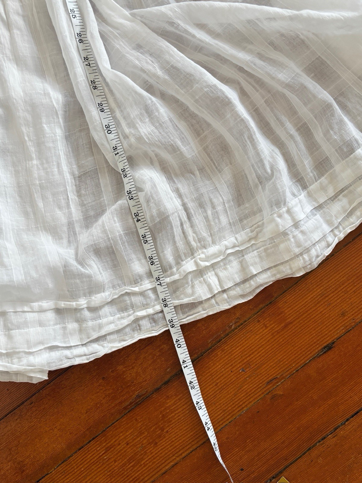 Antique Edwardian Sheer Windowpane Cotton Voile Skirt w Boned/Corseted Waist
