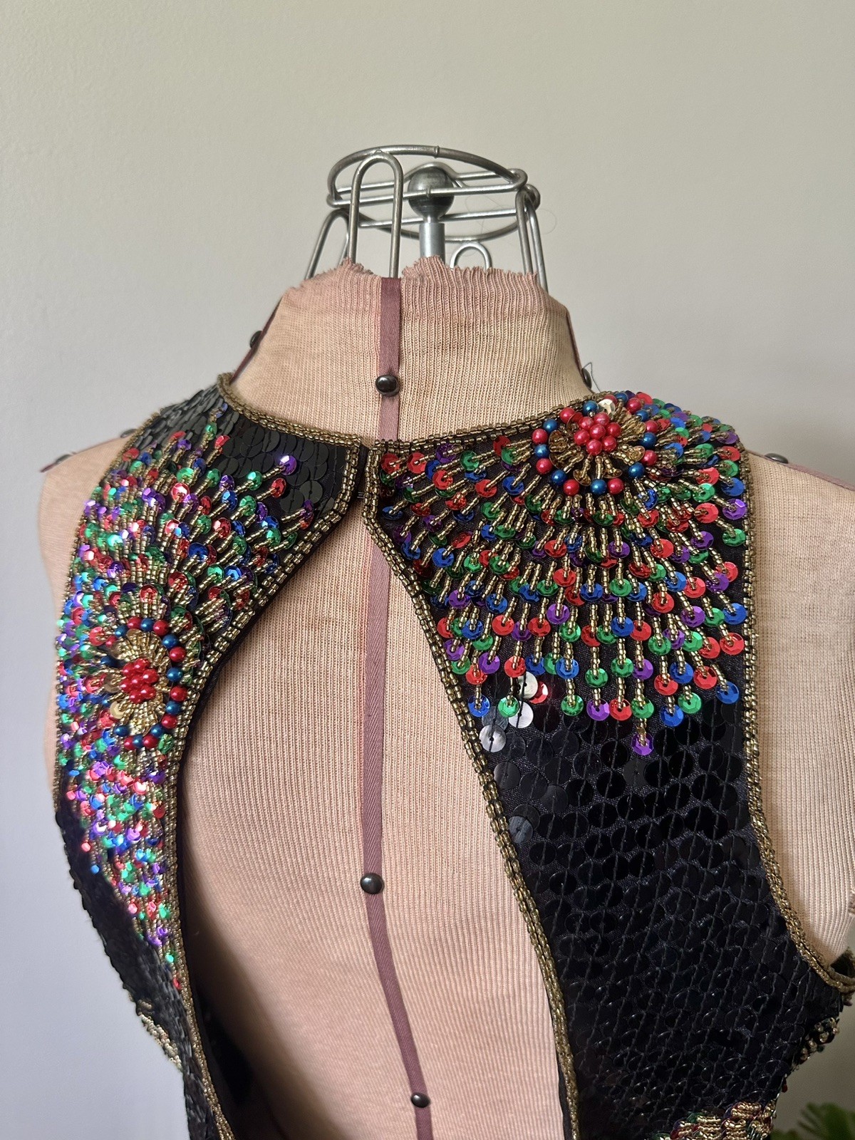 Vintage 80’s Fireworks Sequin & Beaded Keyhole Dress