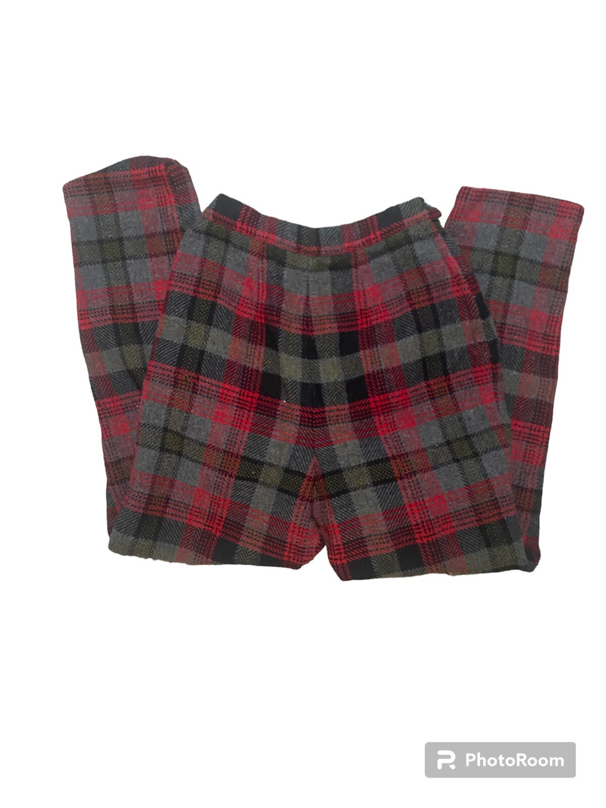 Vintage Red And Gray Plaid Pendleton Wool Pants.