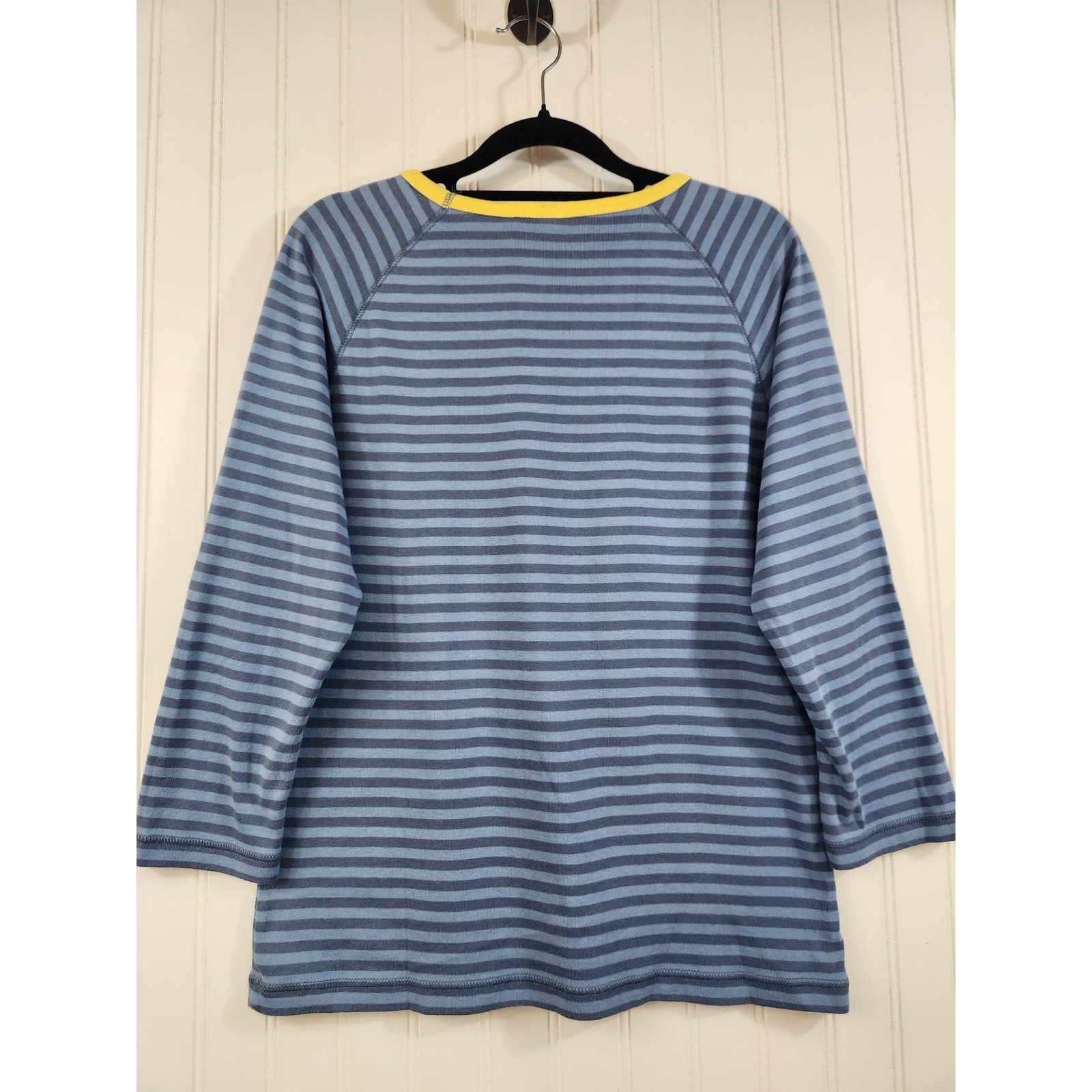 Vintage Gap Blue Striped Raglan 3/4 Sleeve T-Shirt Yellow Ringer XL Y2K 90s