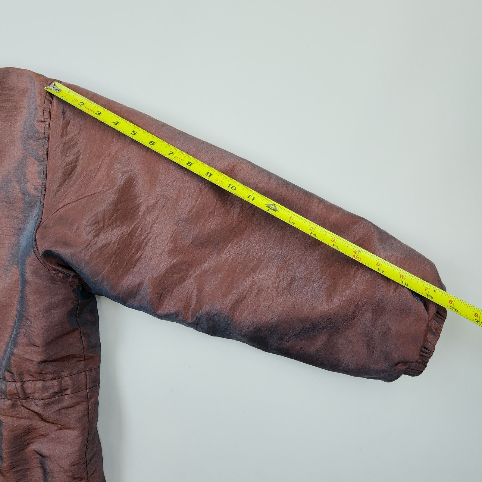 Vintage 80s 90s Iridescent Puffer Jacket Coat Brown Bronze Shiny Metallic