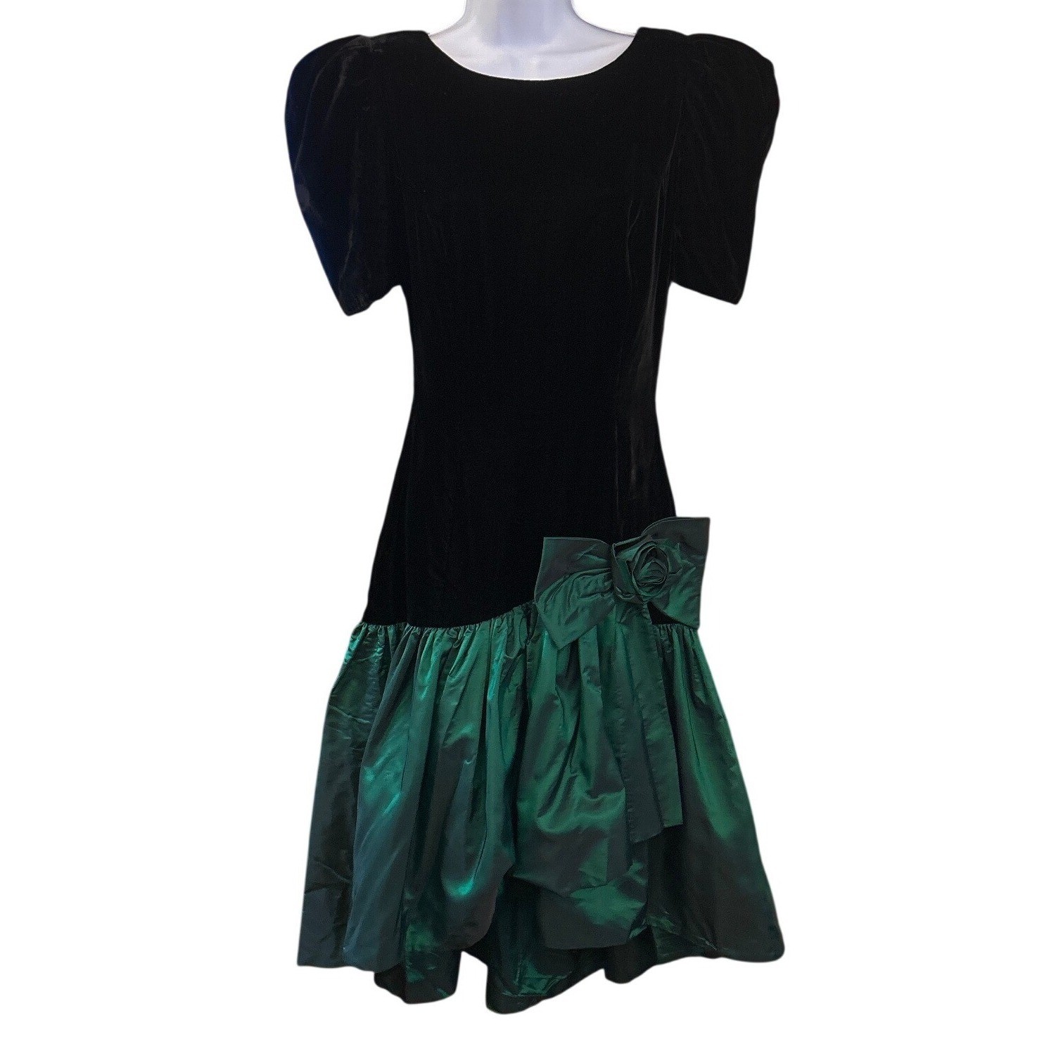 80s Vintage Velvet Taffeta Dress Prom Party Holiday Glam Retro Formal Cocktail