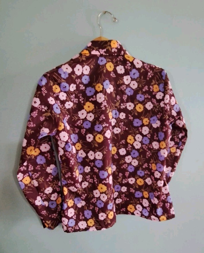 70&rsquo;s Blouse Retro Button Up Size 38 Vintage Business Blouse Polyester
