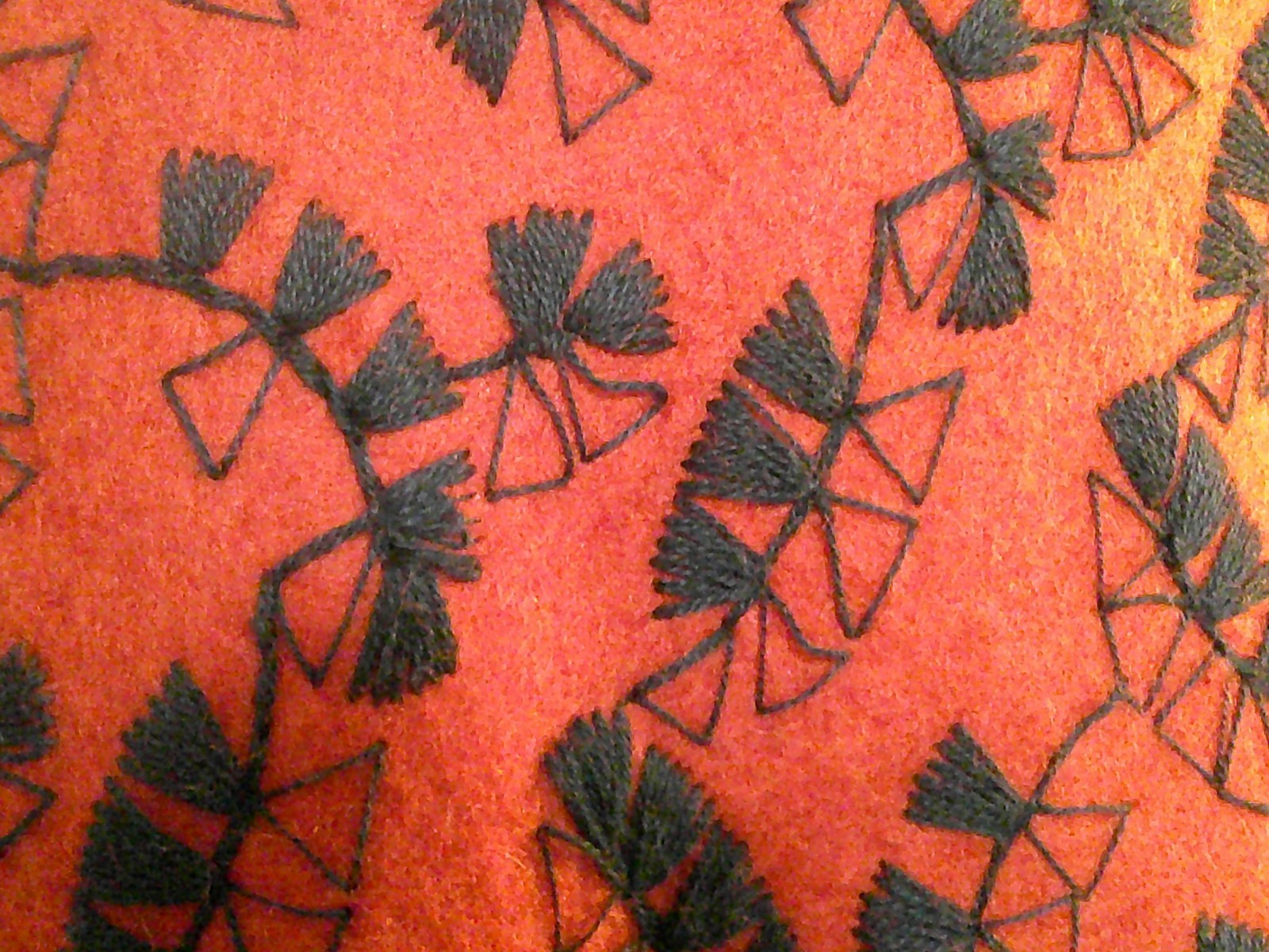Vtg 50s Rockabilly Red Wool Felt Embroidered Swing Full Sweep Circle Skirt XS