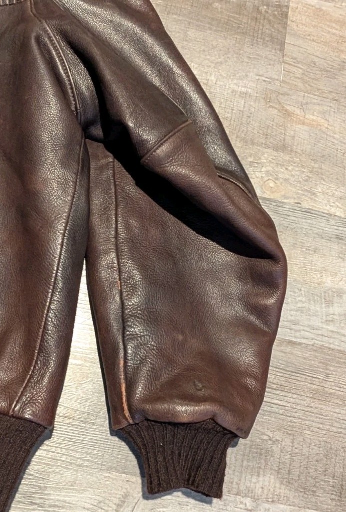 Vtg UBER Fringed Genuine Leather Bomber Jacket Minnesota USA XL 2XL Quilt Lined