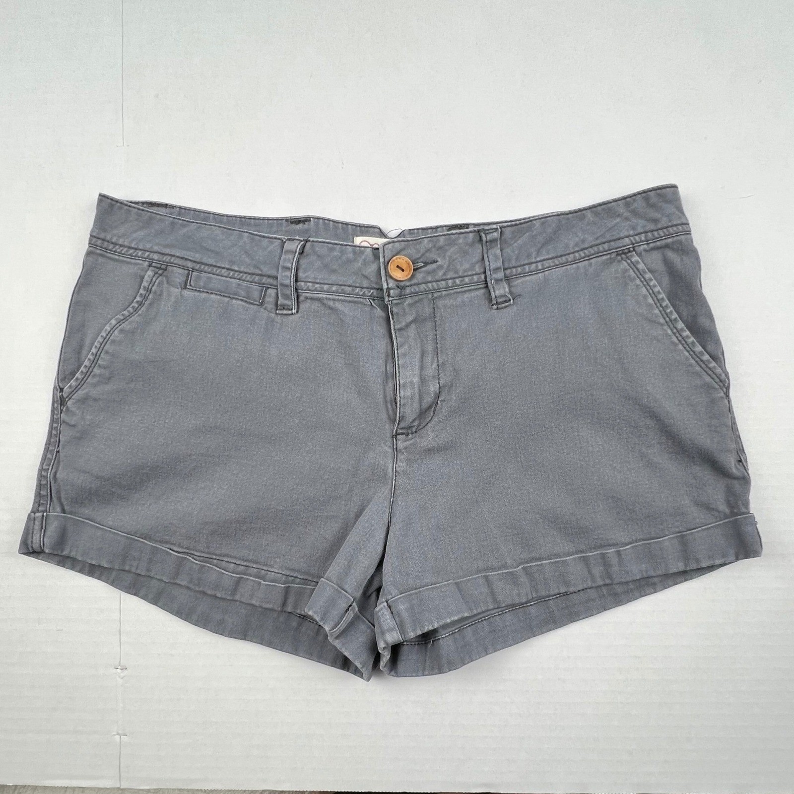 Vintage OP Womens Gray Chino Shorts Size 13 Womens Cuffed Casual Stretch Y2K