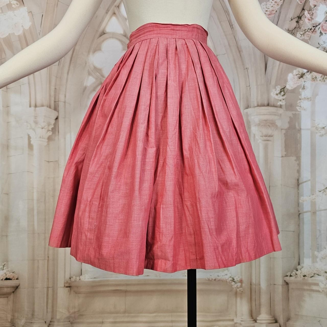 Vintage 1950s Skirt Pleated Pink Circle Skirt Retro Pinup Rockabilly Metal…